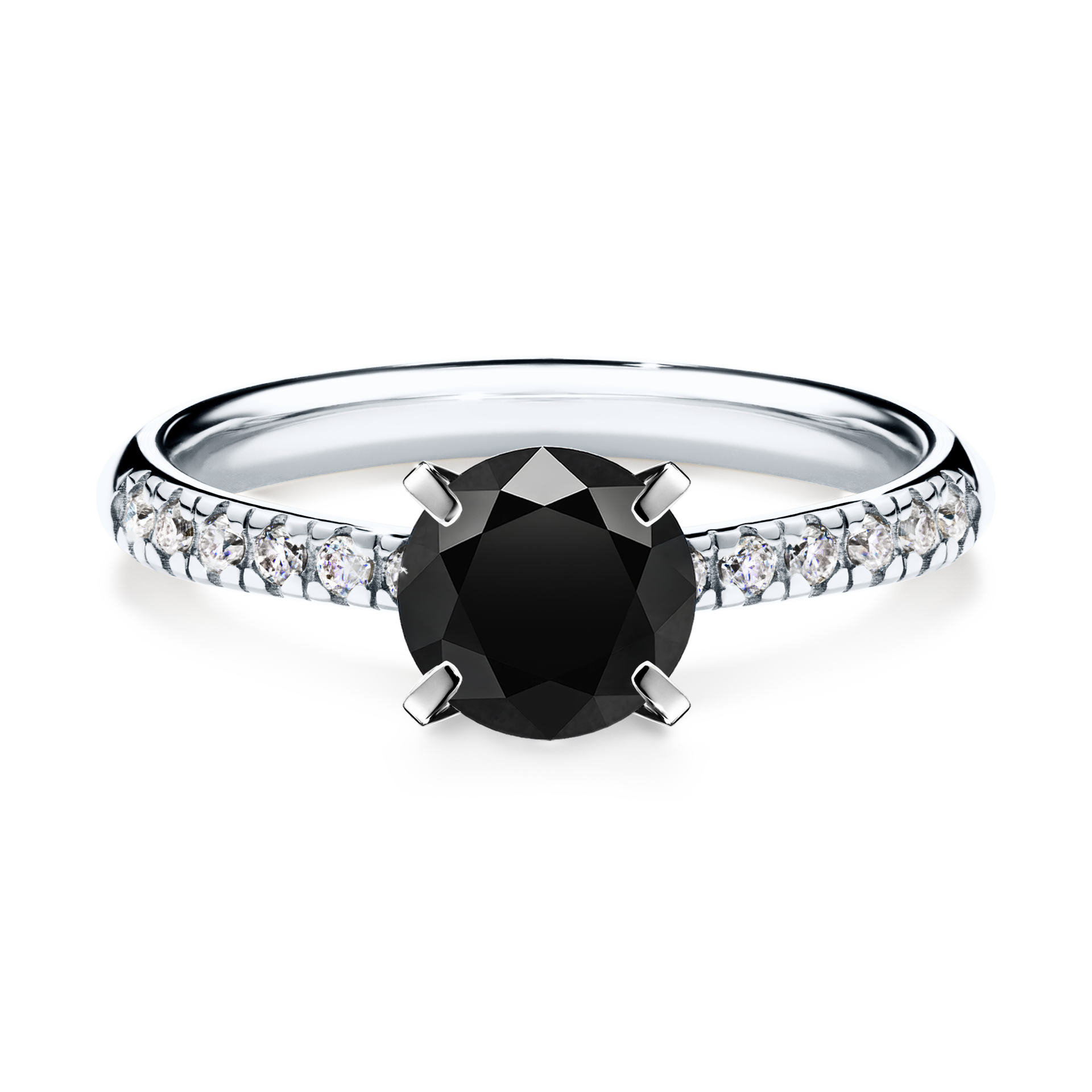 Pierścionek zaręczynowy My Sunshine z białego złota z czarnym diamentem 1,00CT