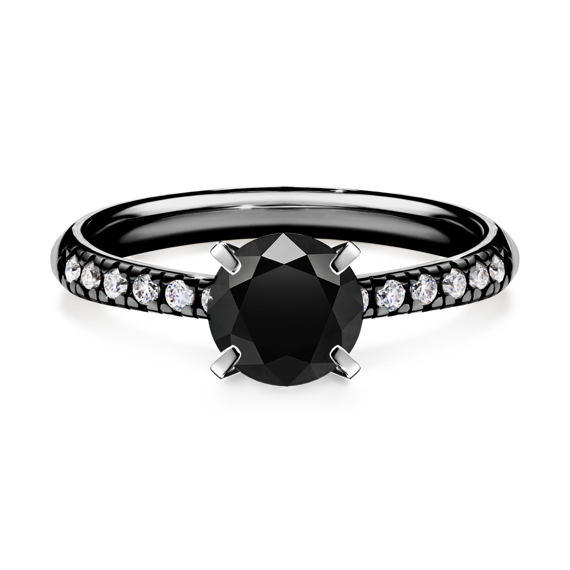 Pierścionek zaręczynowy My Sunshine z czarnego złota z czarnym diamentem 1,00CT