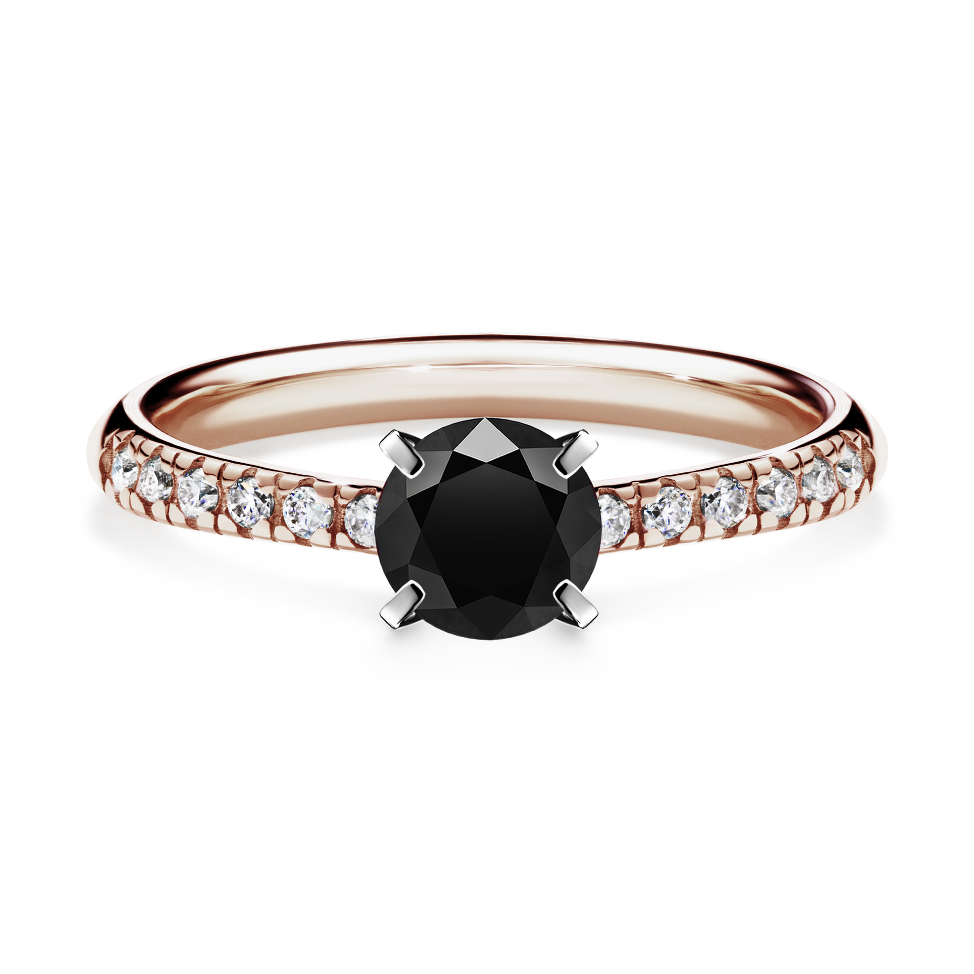 Pierścionek zaręczynowy My Sunshine z różowego złota z czarnym diamentem 1,00CT