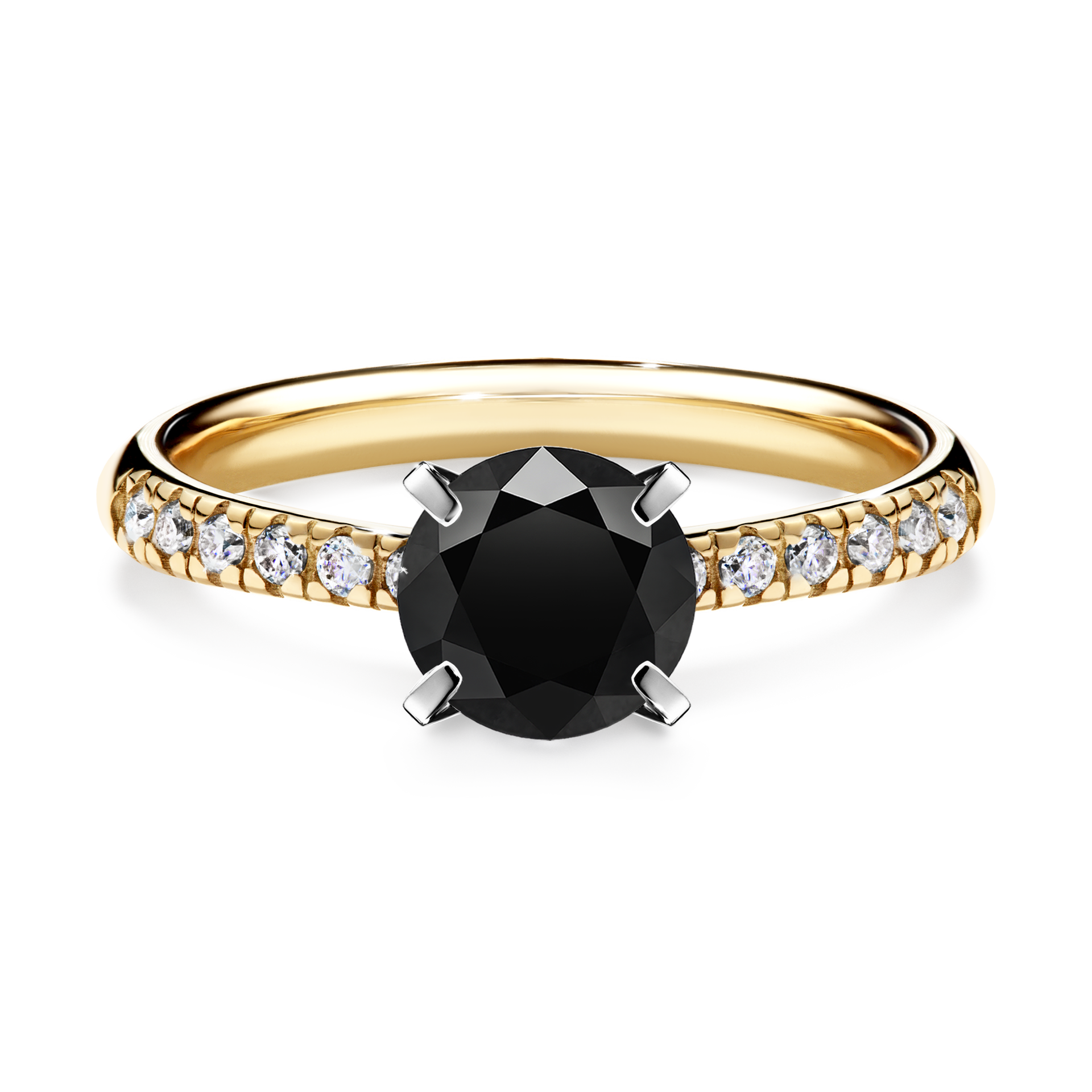 Pierścionek zaręczynowy My Sunshine z żółtego złota z czarnym diamentem 1,00CT