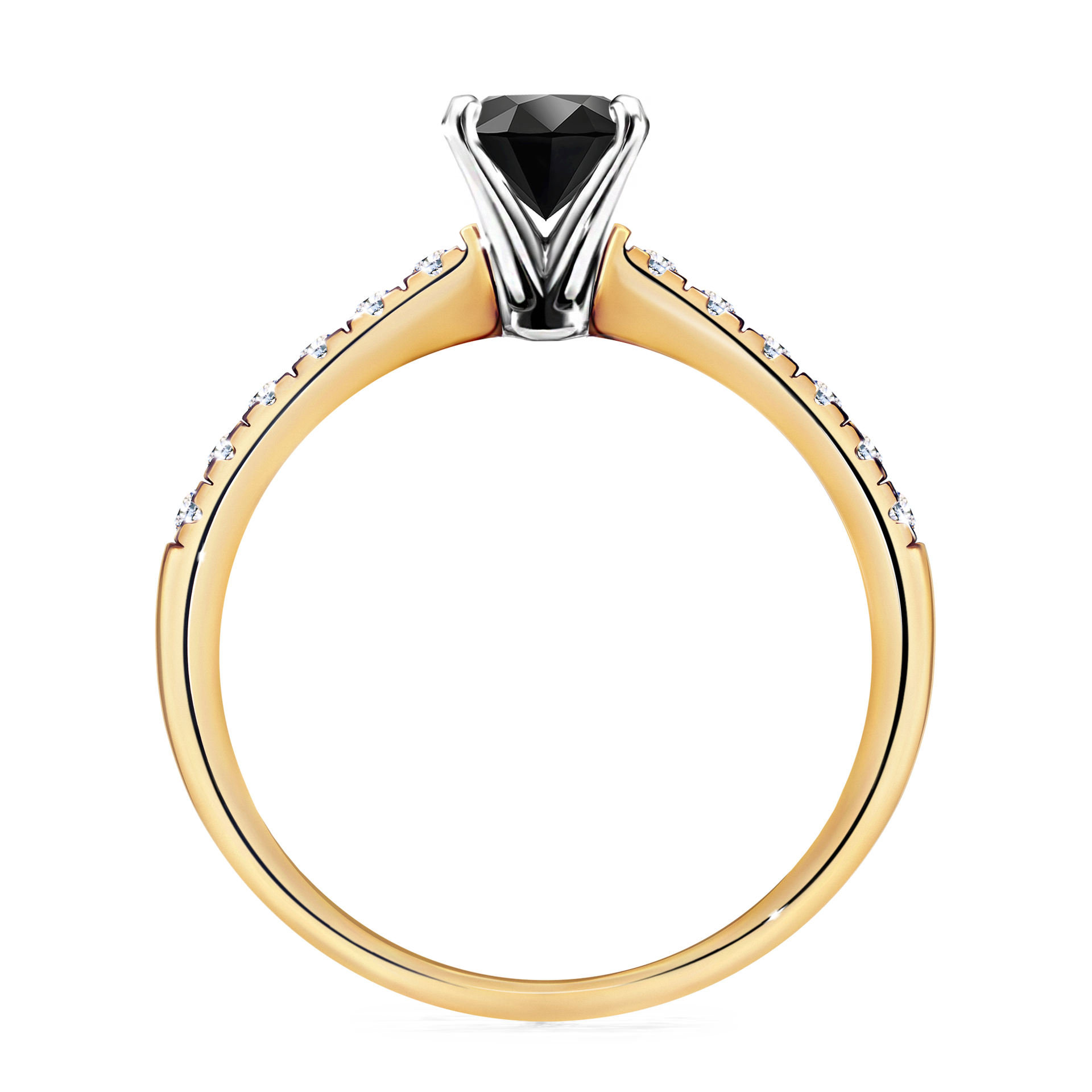 Pierścionek zaręczynowy My Sunshine z żółtego złota z czarnym diamentem 1,00CT