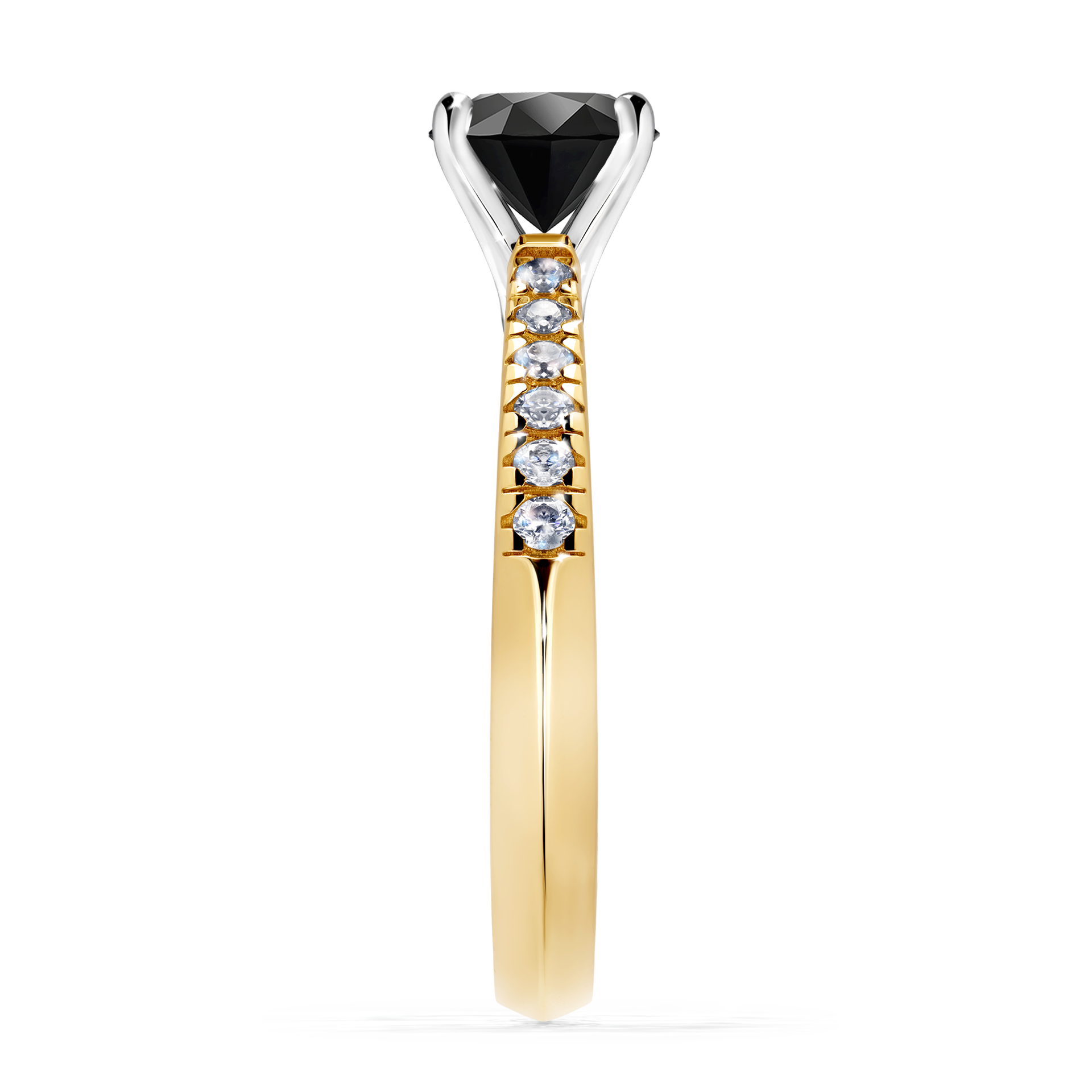 Pierścionek zaręczynowy My Sunshine z żółtego złota z czarnym diamentem 1,00CT