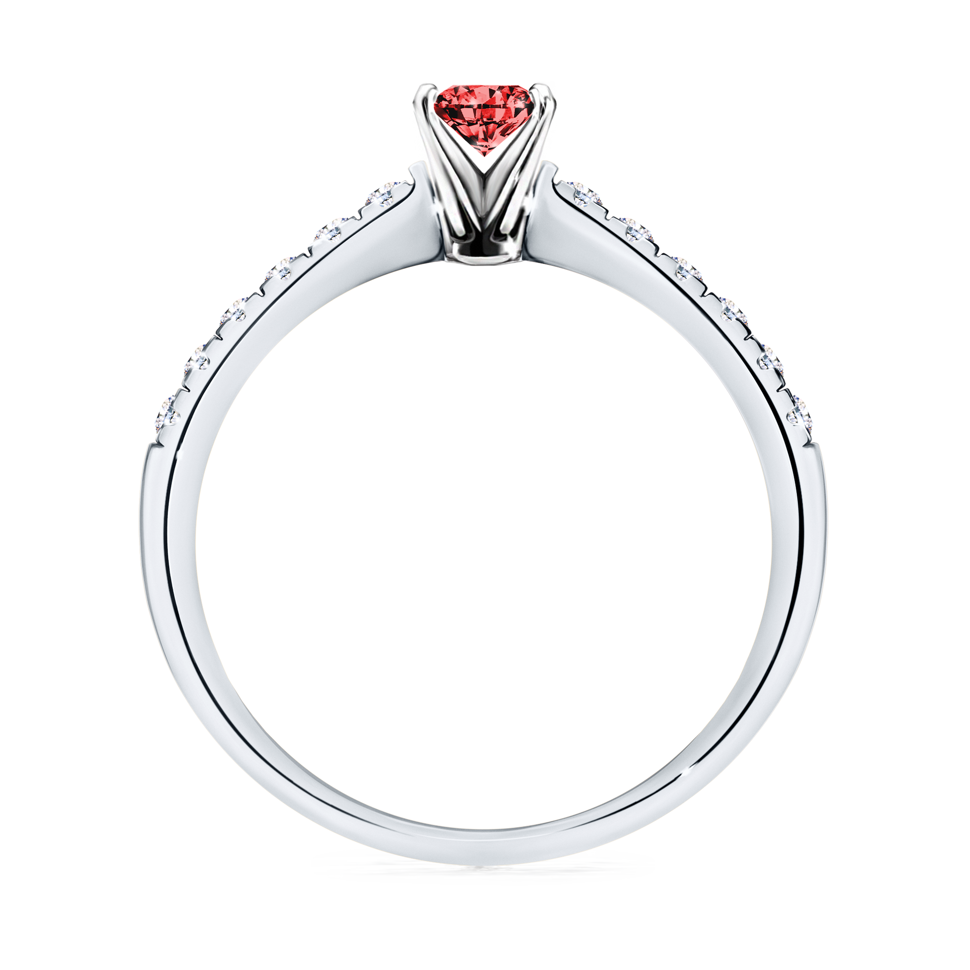 Pierścionek zaręczynowy My Sunshine z białego złota z czerwonym diamentem 0,24CT