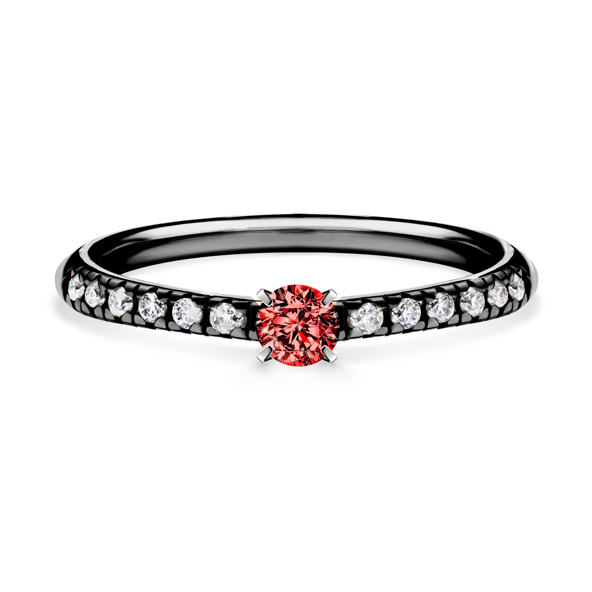 Pierścionek zaręczynowy My Sunshine z czarnego złota z czerwonym diamentem 0,24CT