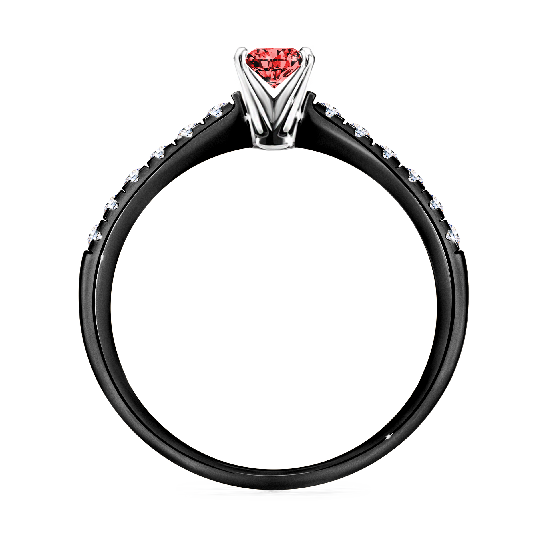 Pierścionek zaręczynowy My Sunshine z czarnego złota z czerwonym diamentem 0,24CT