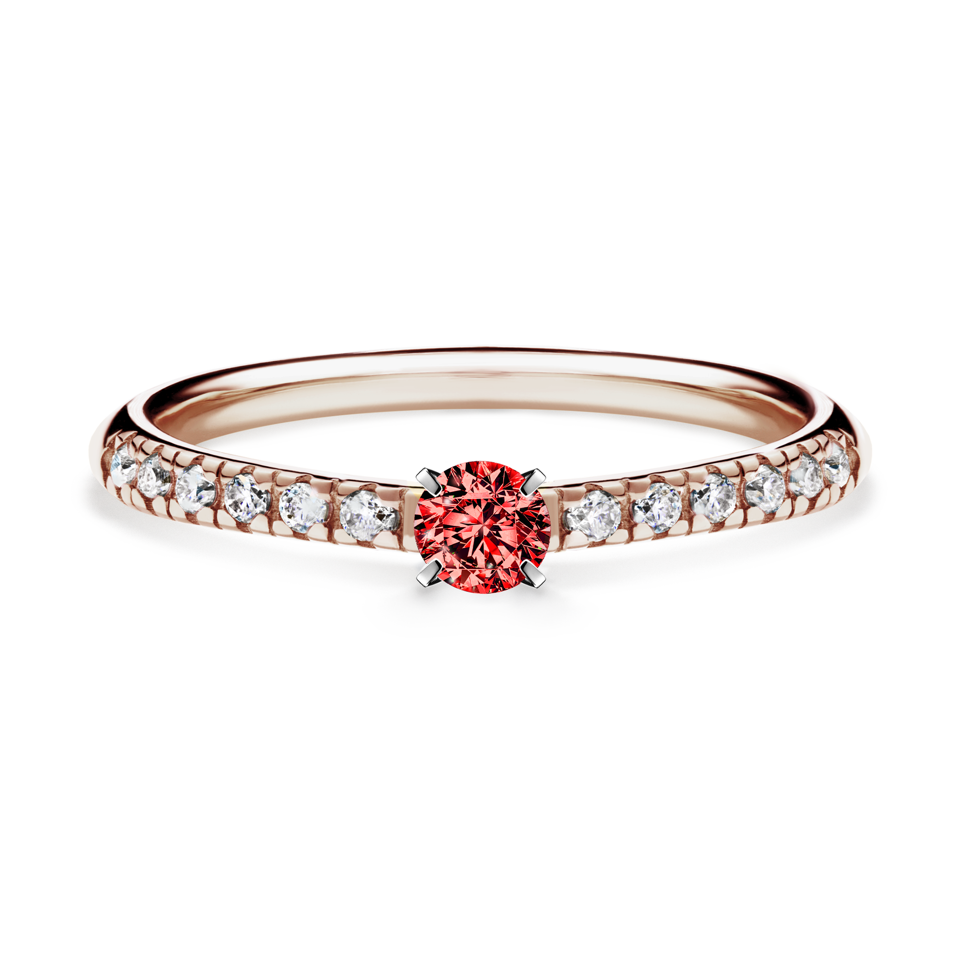 Pierścionek zaręczynowy My Sunshine z różowego złota z czerwonym diamentem 0,24CT