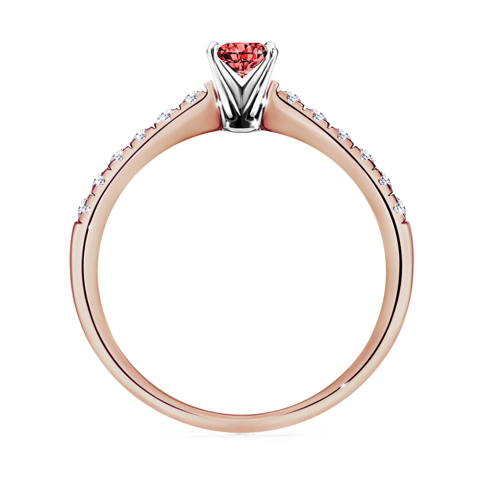 Pierścionek zaręczynowy My Sunshine z różowego złota z czerwonym diamentem 0,24CT
