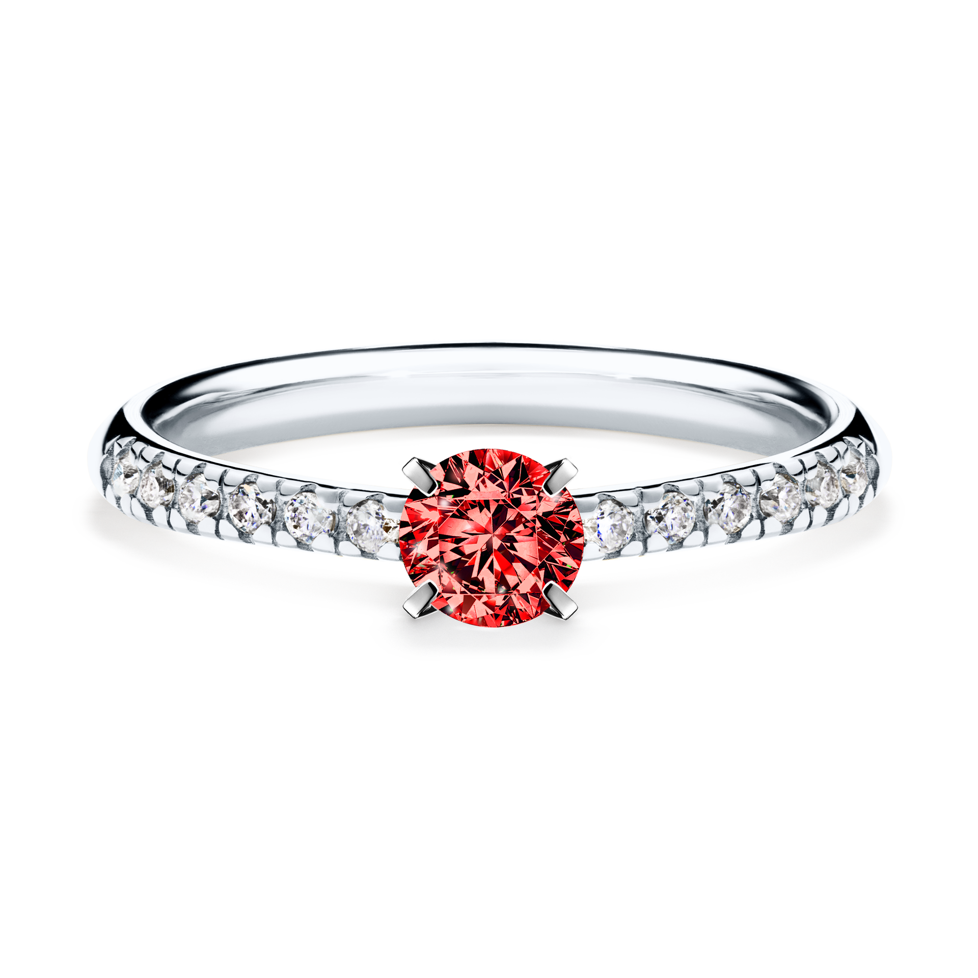 Pierścionek zaręczynowy My Sunshine z białego złota z czerwonym diamentem 0,39CT