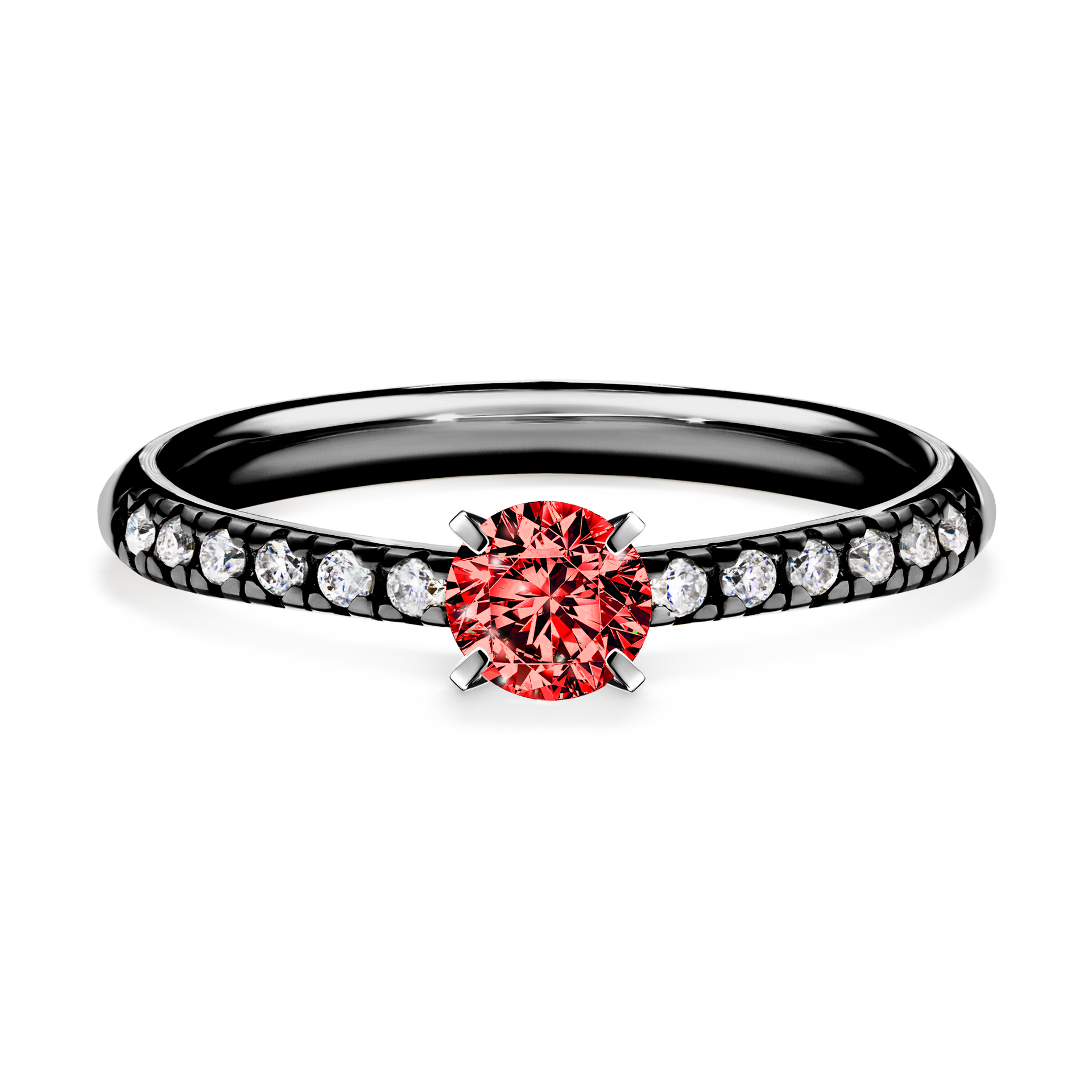Pierścionek zaręczynowy My Sunshine z czarnego złota z czerwonym diamentem 0,39CT