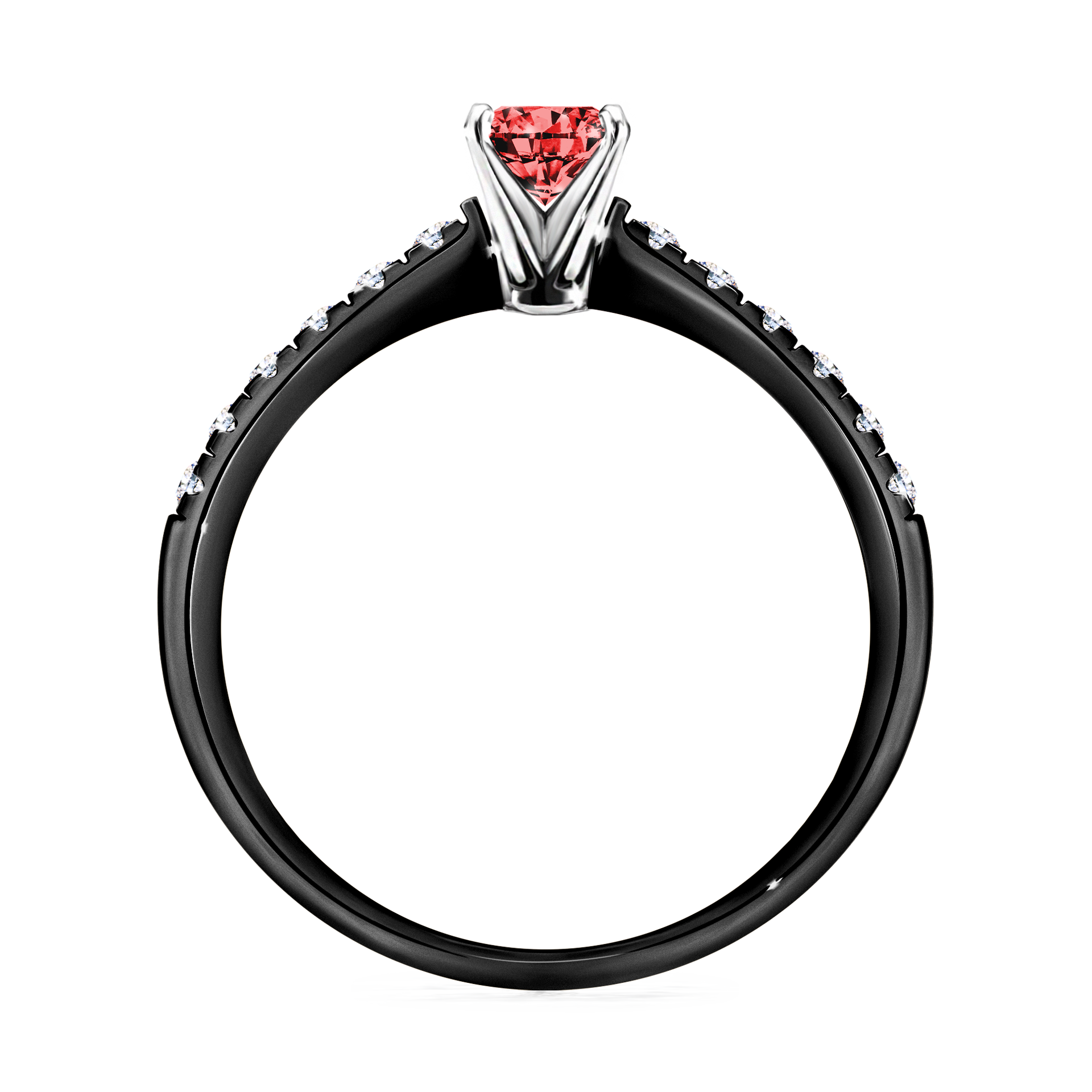 Pierścionek zaręczynowy My Sunshine z czarnego złota z czerwonym diamentem 0,39CT