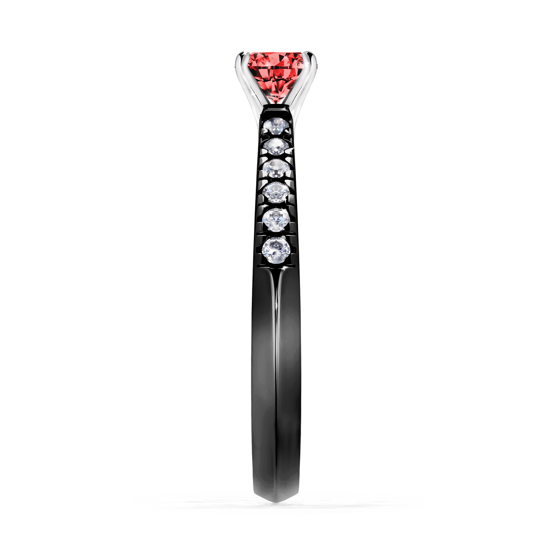 Pierścionek zaręczynowy My Sunshine z czarnego złota z czerwonym diamentem 0,39CT