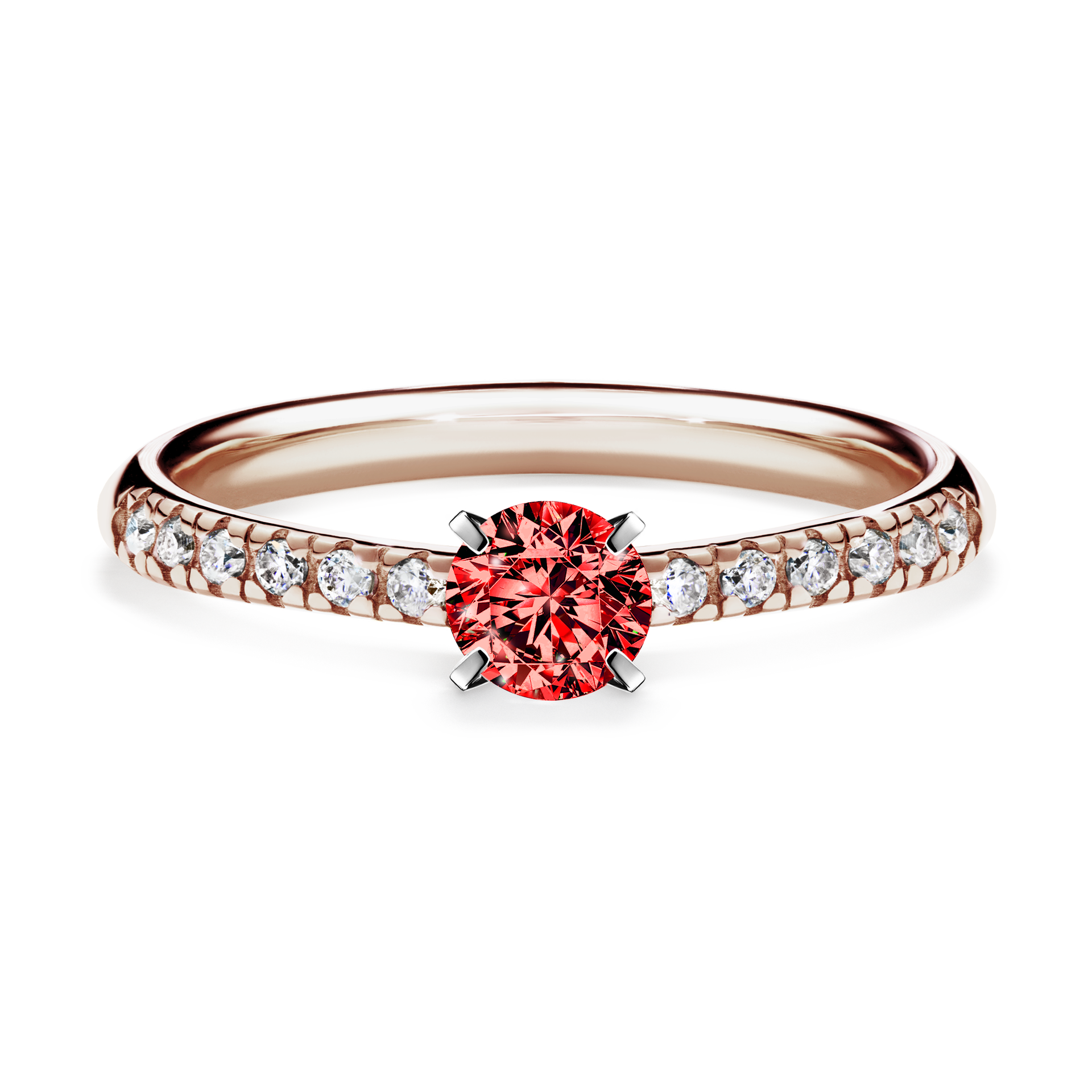 Pierścionek zaręczynowy My Sunshine z różowego złota z czerwonym diamentem 0,39CT