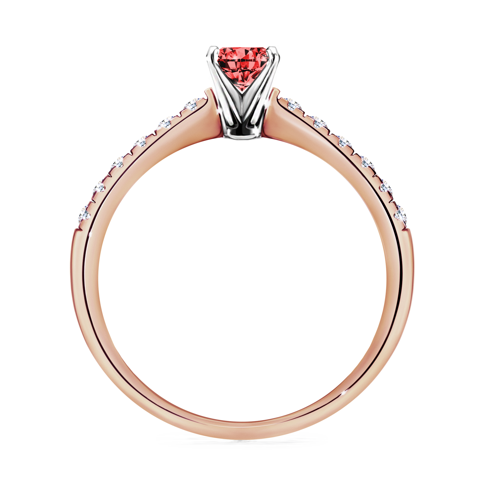 Pierścionek zaręczynowy My Sunshine z różowego złota z czerwonym diamentem 0,39CT