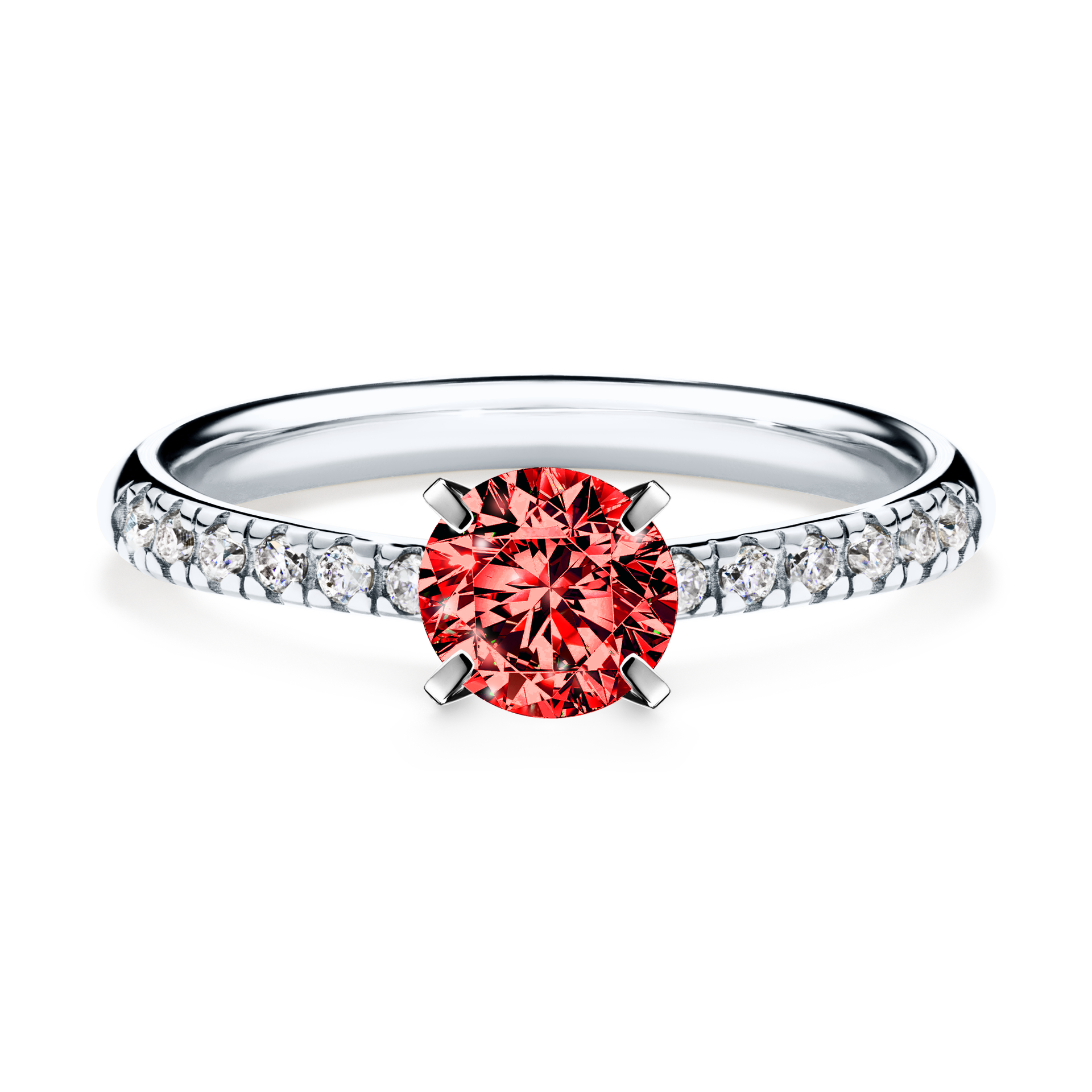 Pierścionek zaręczynowy My Sunshine z białego złota z czerwonym diamentem 0,64CT