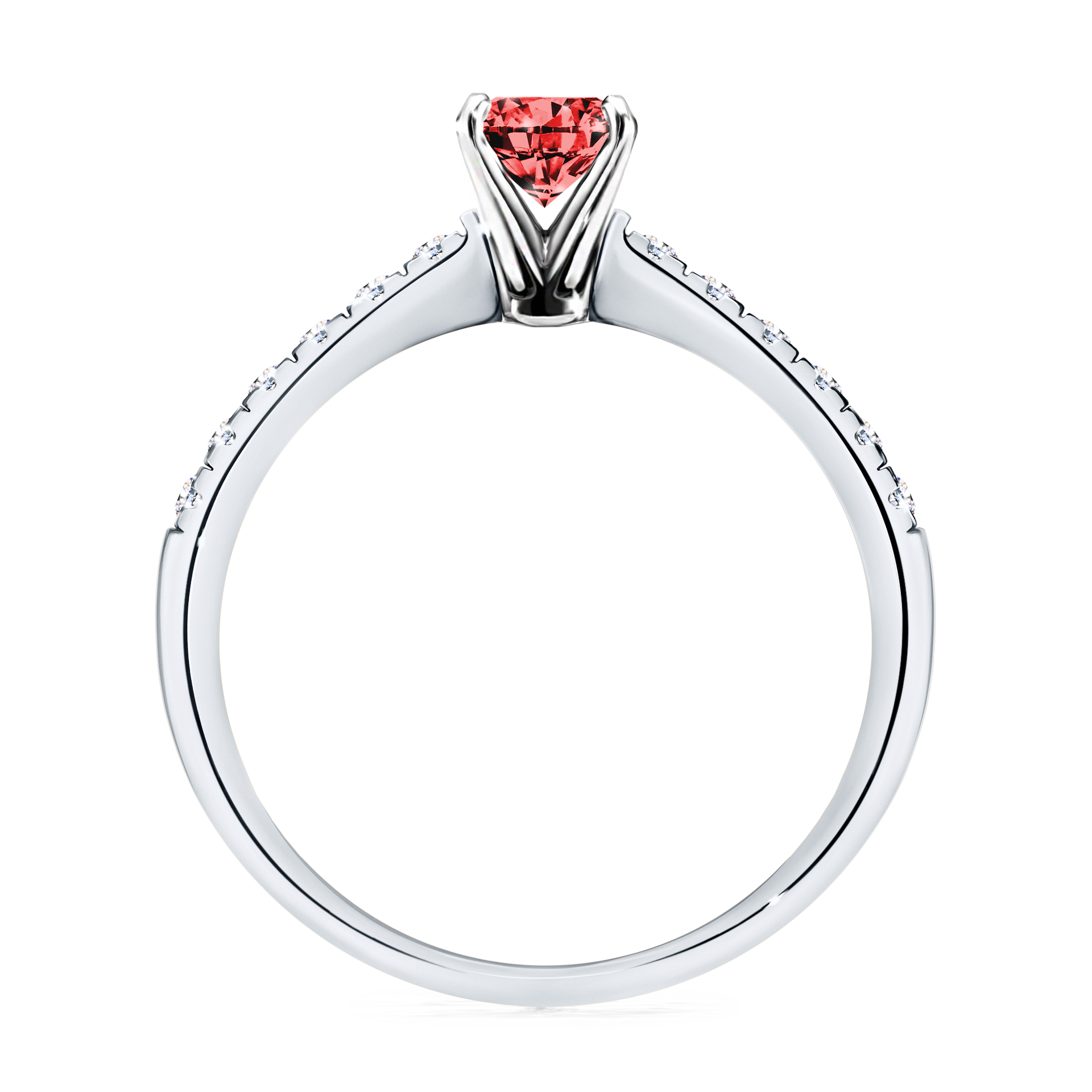 Pierścionek zaręczynowy My Sunshine z białego złota z czerwonym diamentem 0,64CT