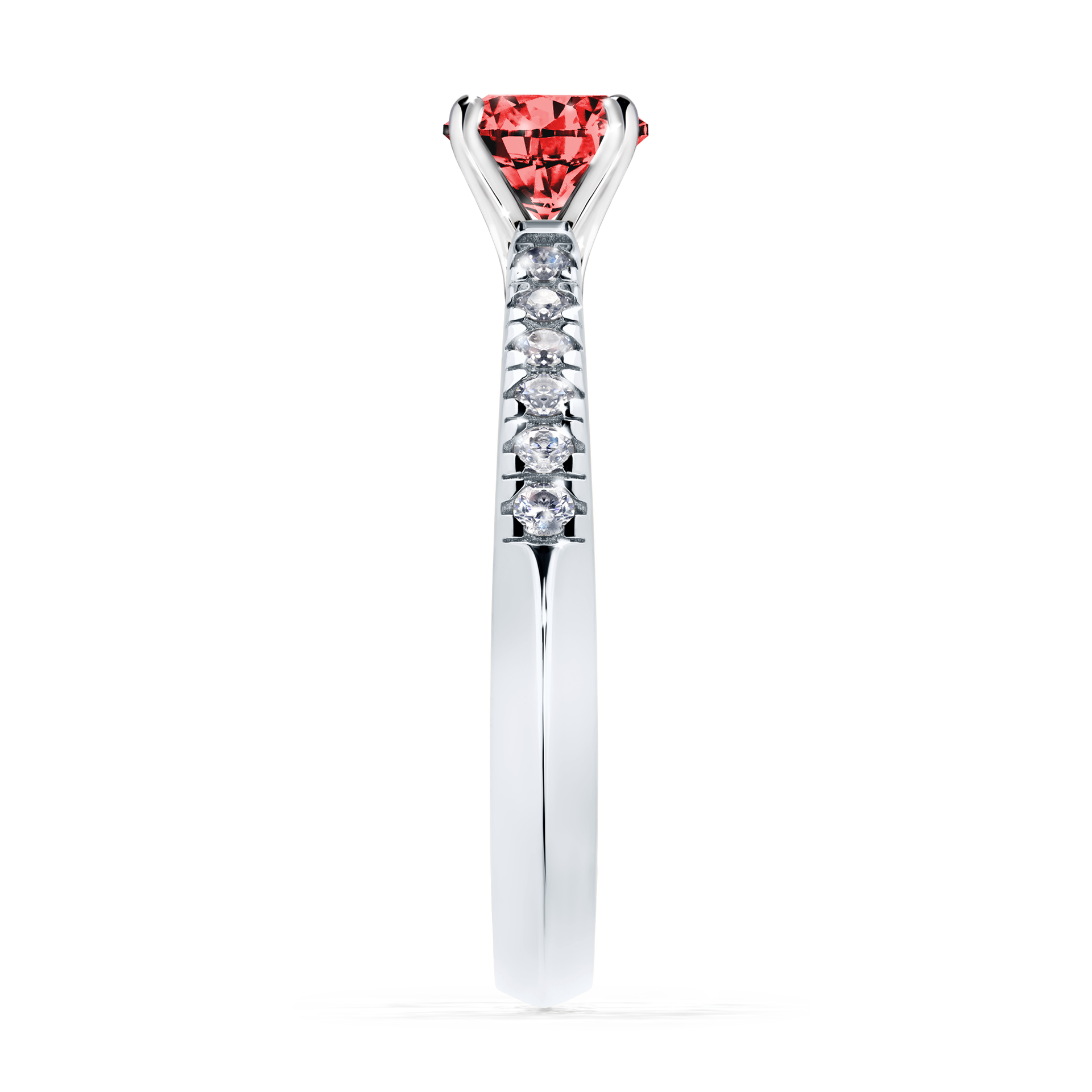 Pierścionek zaręczynowy My Sunshine z białego złota z czerwonym diamentem 0,64CT