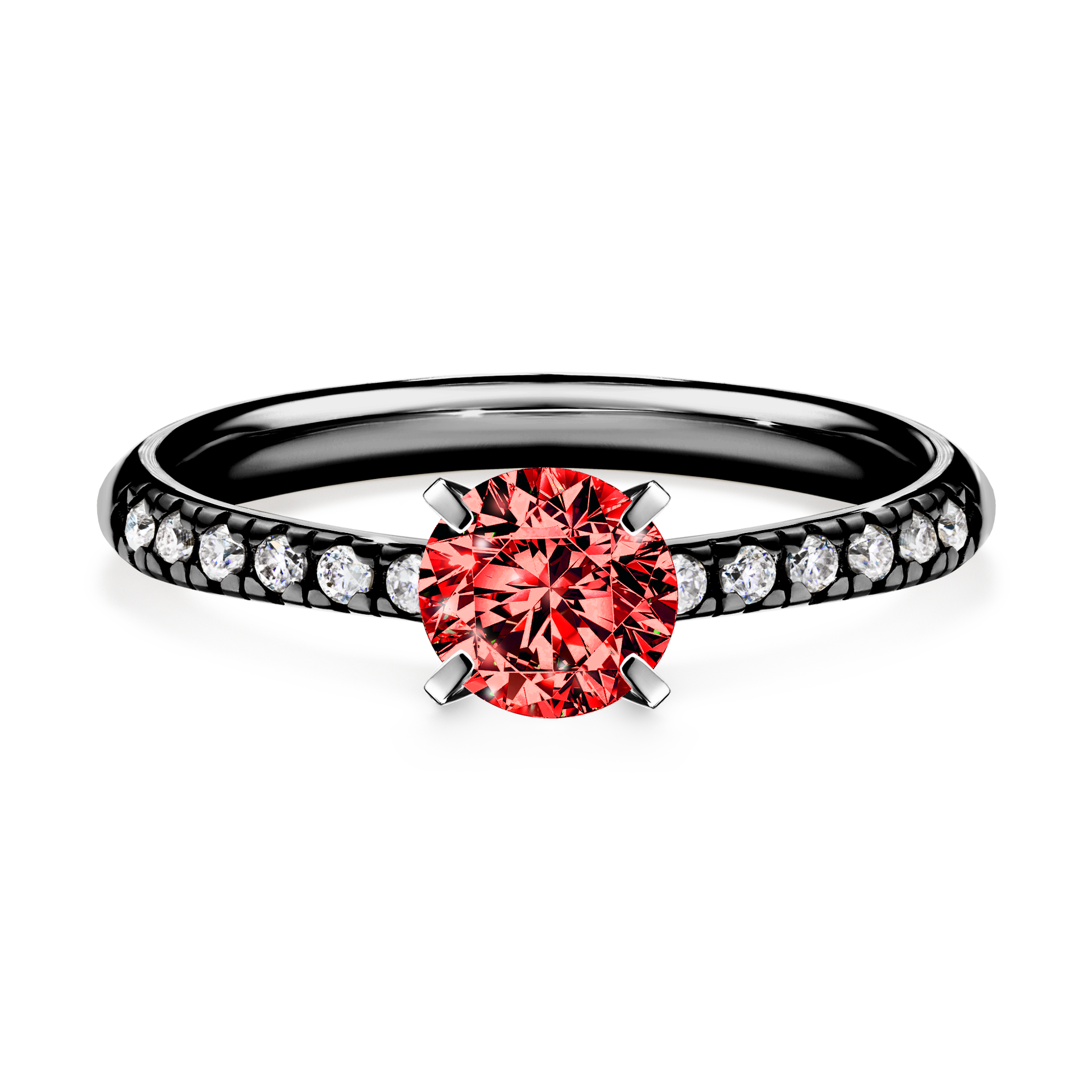 Pierścionek zaręczynowy My Sunshine z czarnego złota z czerwonym diamentem 0,64CT