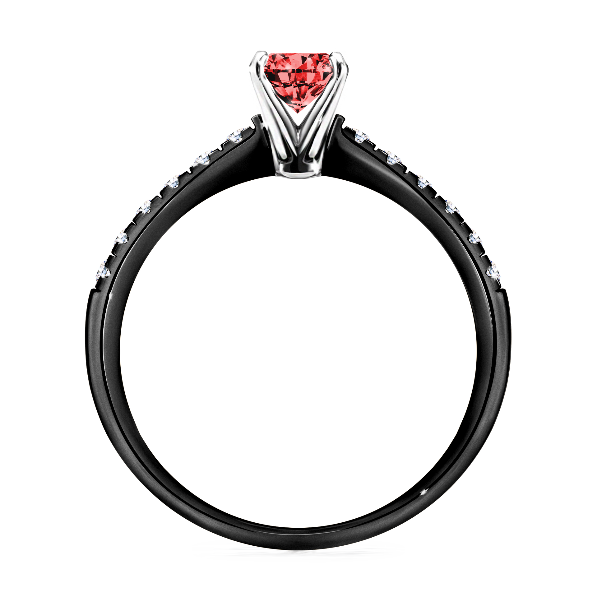 Pierścionek zaręczynowy My Sunshine z czarnego złota z czerwonym diamentem 0,64CT