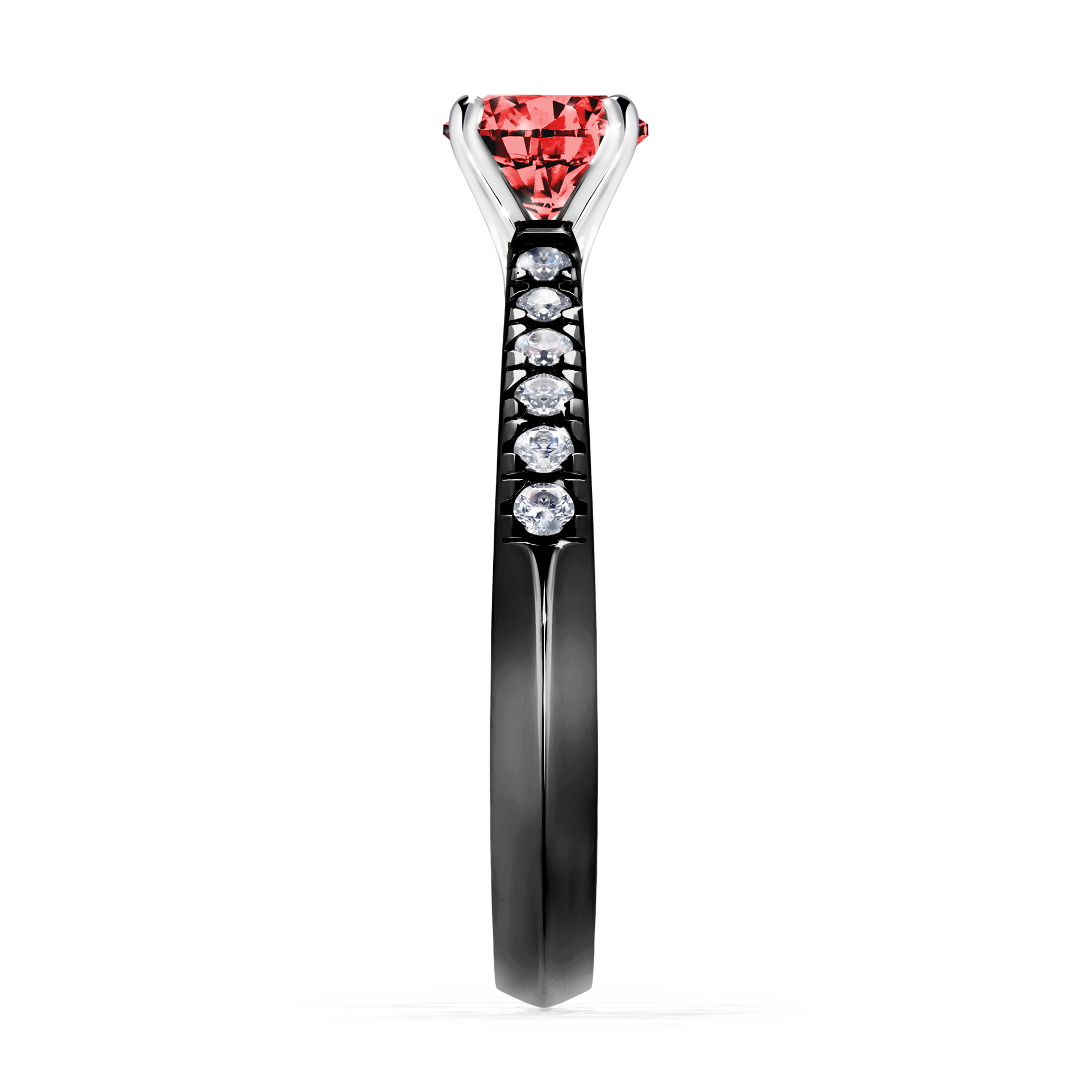 Pierścionek zaręczynowy My Sunshine z czarnego złota z czerwonym diamentem 0,64CT