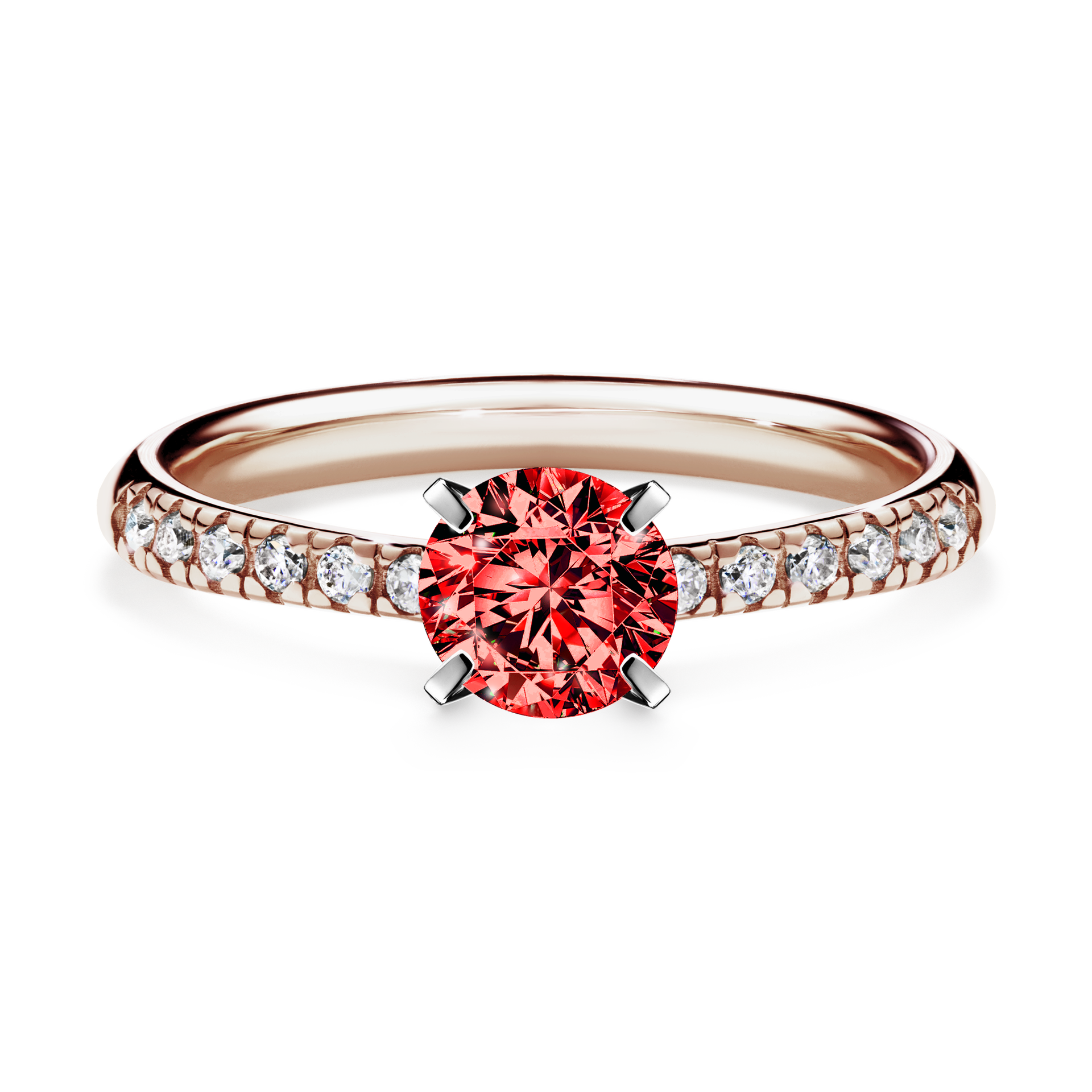 Pierścionek zaręczynowy My Sunshine z różowego złota z czerwonym diamentem 0,64CT
