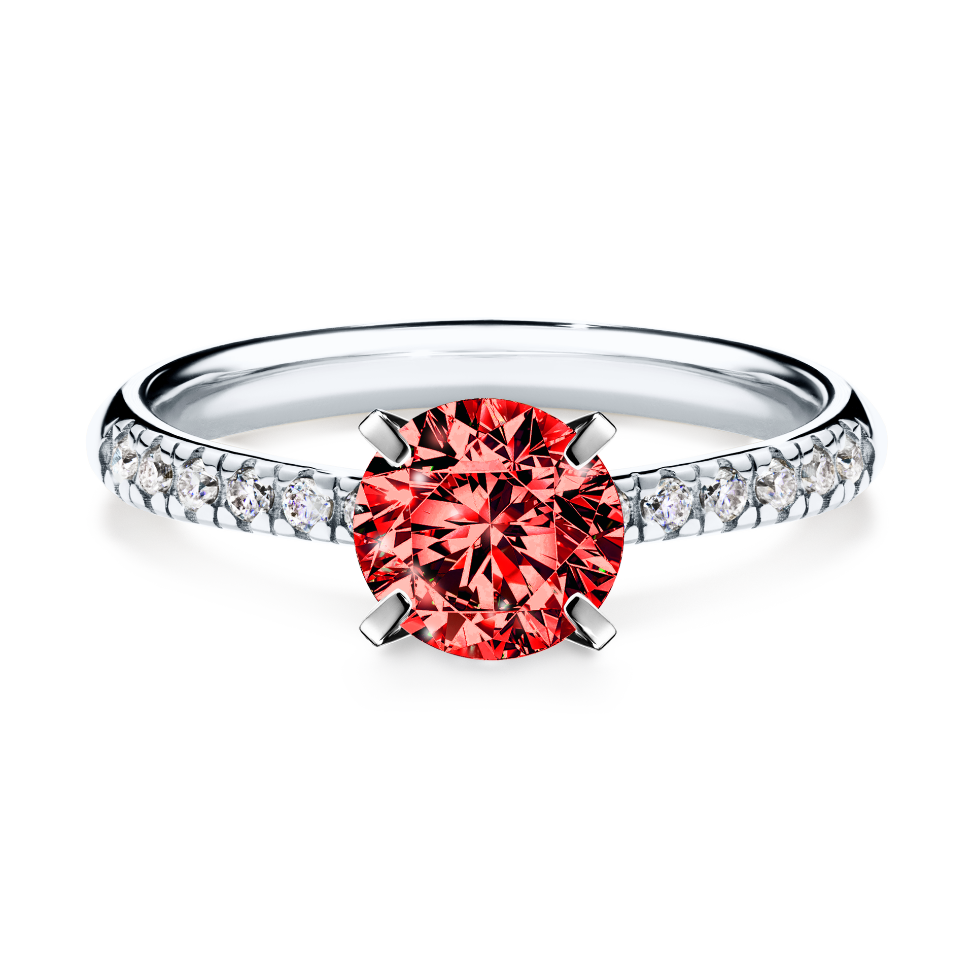 Pierścionek zaręczynowy My Sunshine z białego złota z czerwonym diamentem 1,00CT