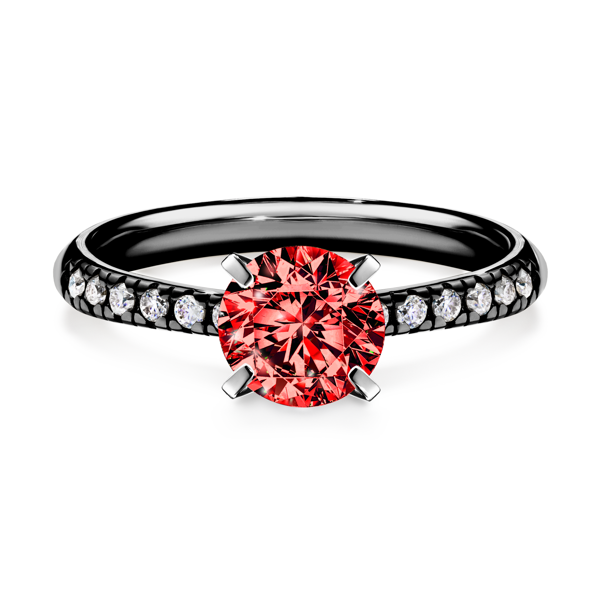 Pierścionek zaręczynowy My Sunshine z czarnego złota z czerwonym diamentem 1,00CT