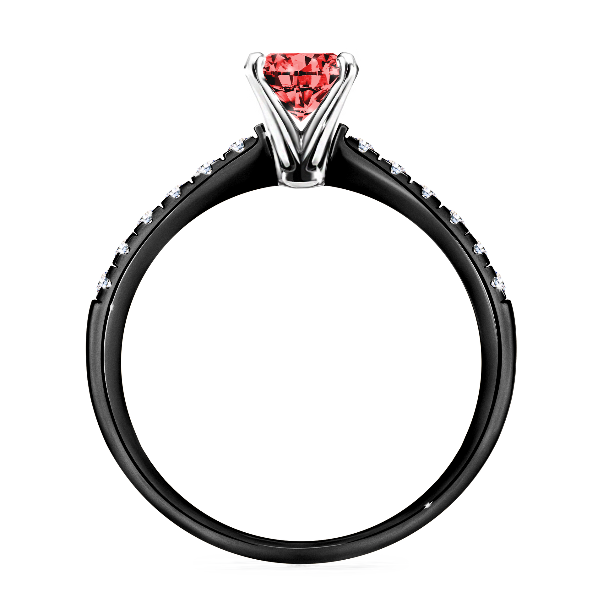 Pierścionek zaręczynowy My Sunshine z czarnego złota z czerwonym diamentem 1,00CT
