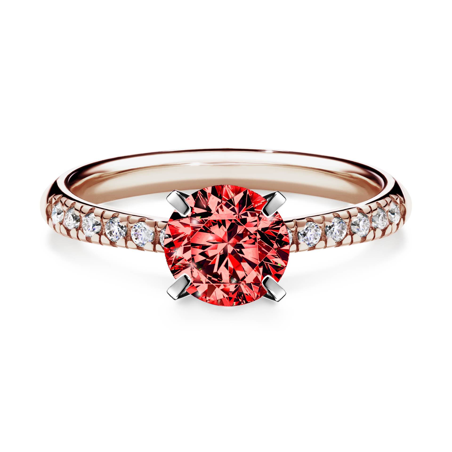 Pierścionek zaręczynowy My Sunshine z różowego złota z czerwonym diamentem 1,00CT