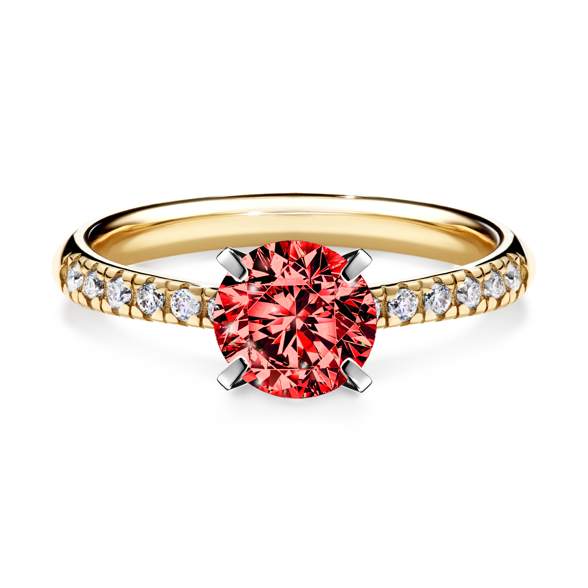 Pierścionek zaręczynowy My Sunshine z żółtego złota z czerwonym diamentem 1,00CT