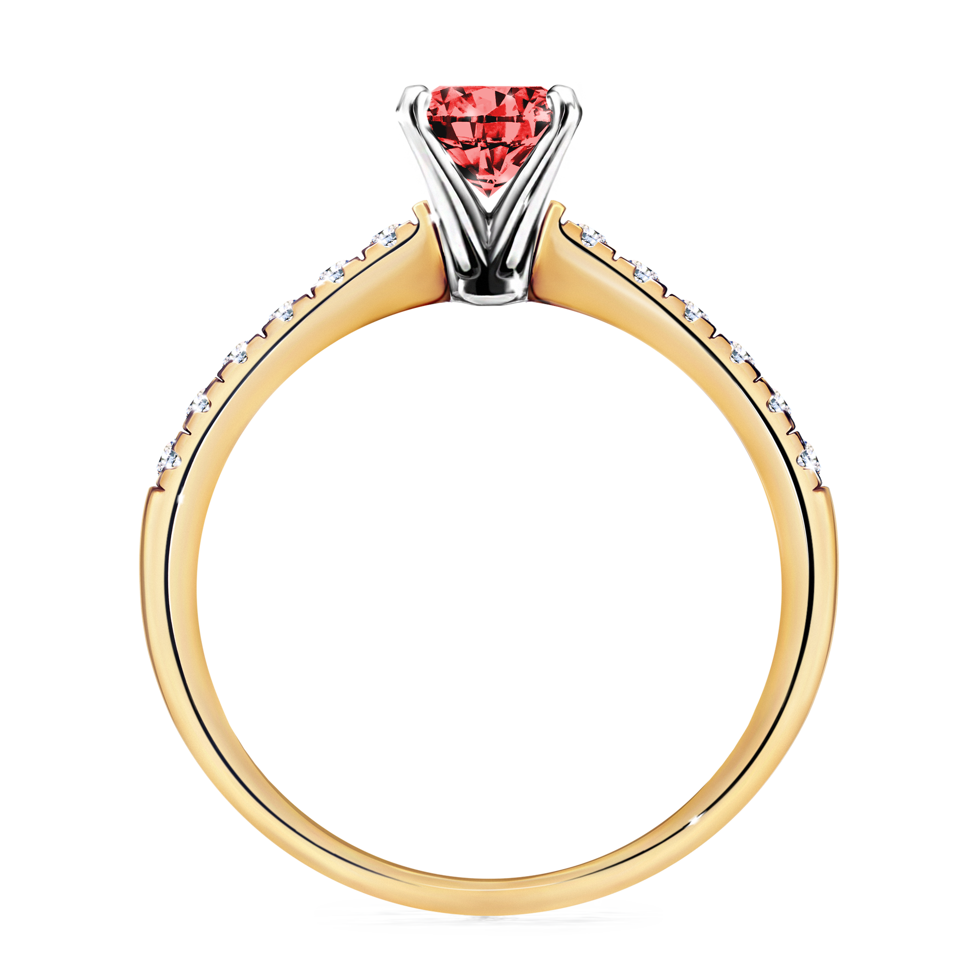 Pierścionek zaręczynowy My Sunshine z żółtego złota z czerwonym diamentem 1,00CT