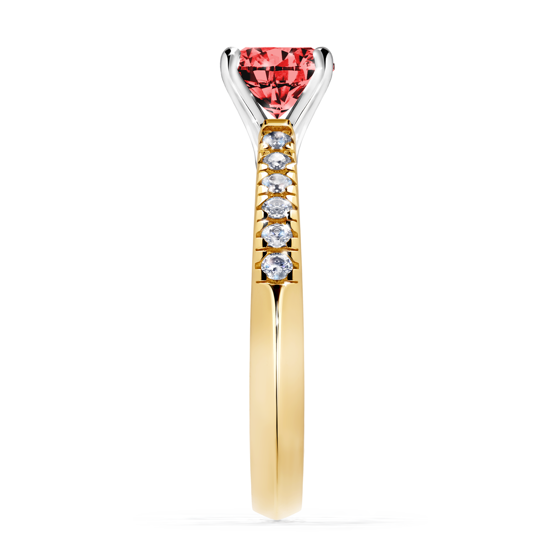 Pierścionek zaręczynowy My Sunshine z żółtego złota z czerwonym diamentem 1,00CT