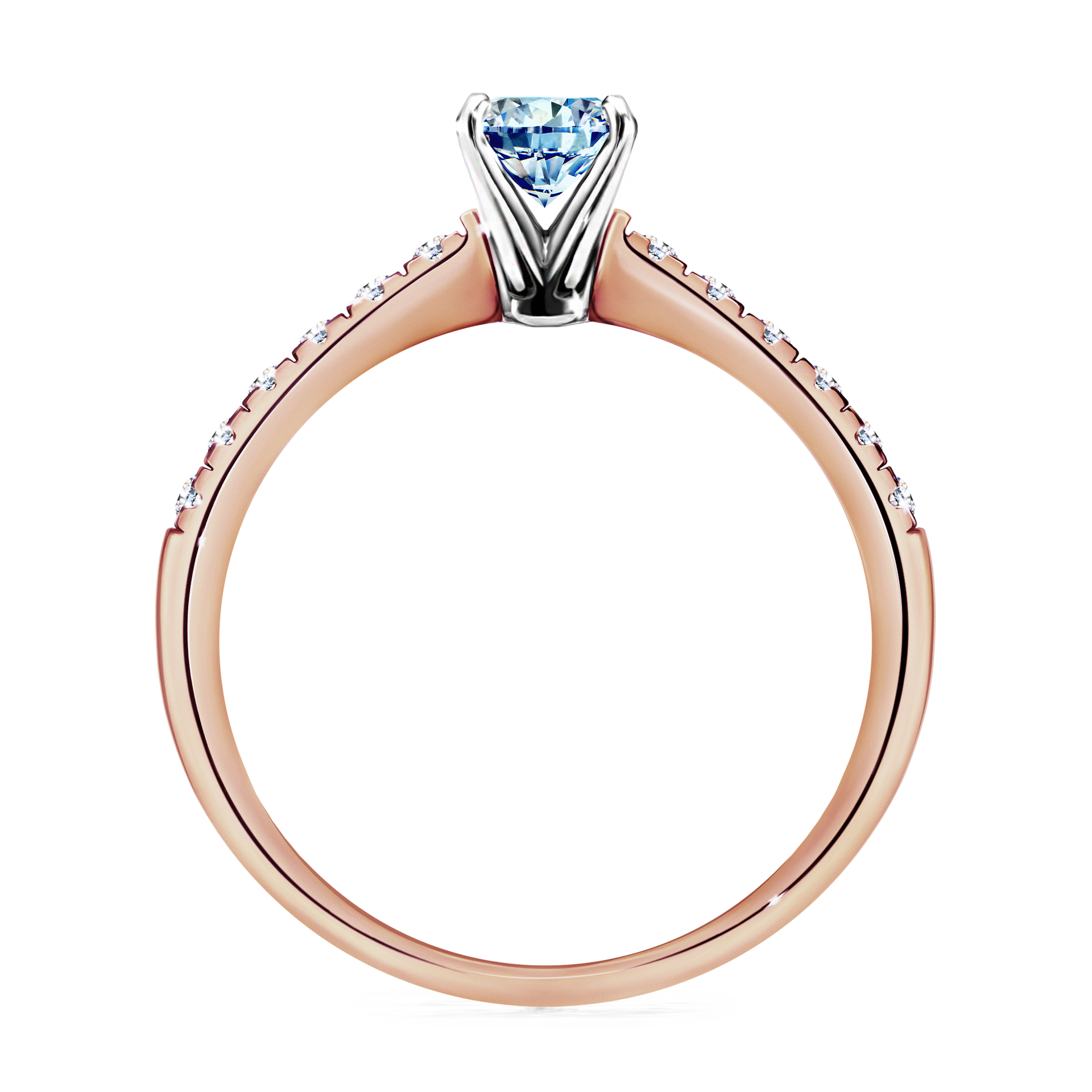 Pierścionek zaręczynowy My Sunshine z różowego złota z niebieskim diamentem 0,64CT