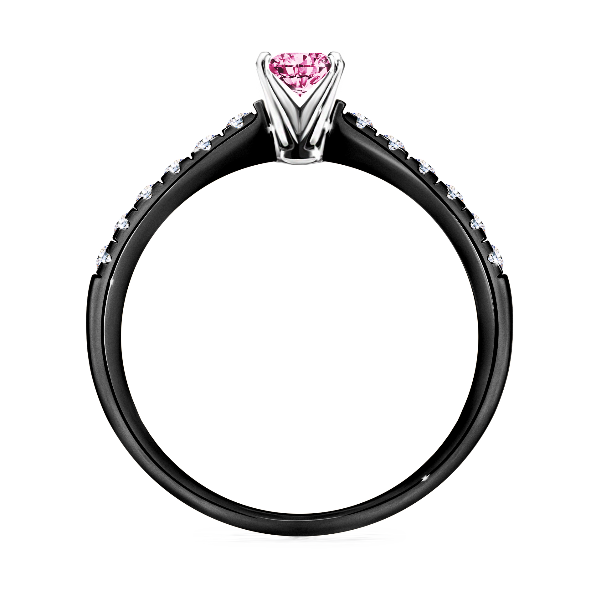 Pierścionek zaręczynowy My Sunshine z czarnego złota z różowym diamentem 0,24CT