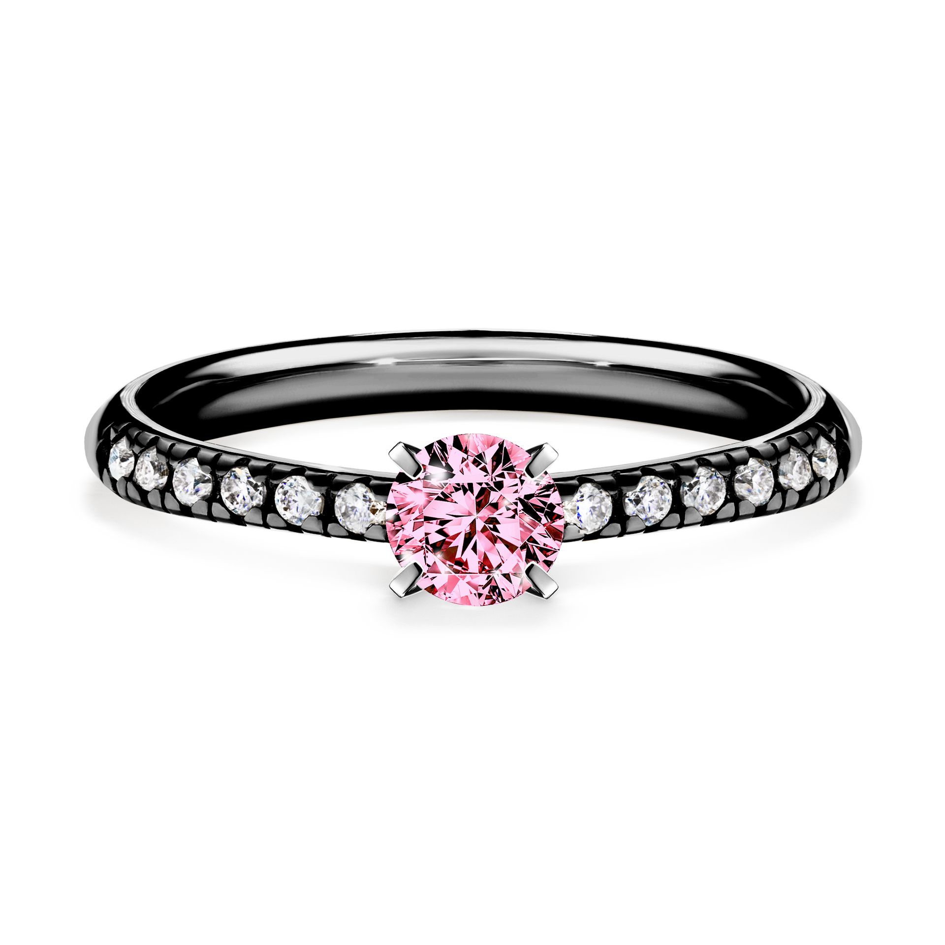 Pierścionek zaręczynowy My Sunshine z czarnego złota z różowym diamentem 0,39CT