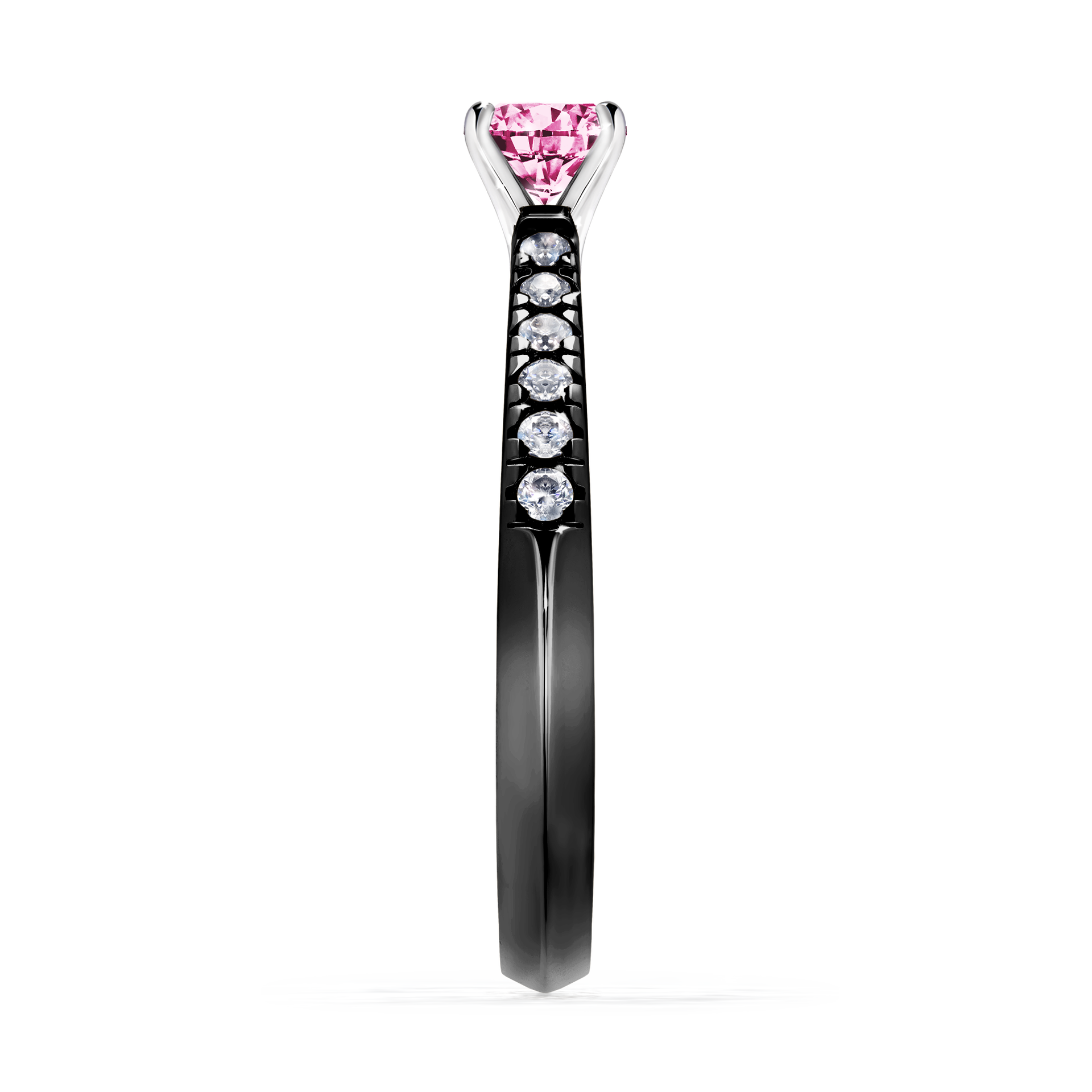 Pierścionek zaręczynowy My Sunshine z czarnego złota z różowym diamentem 0,39CT