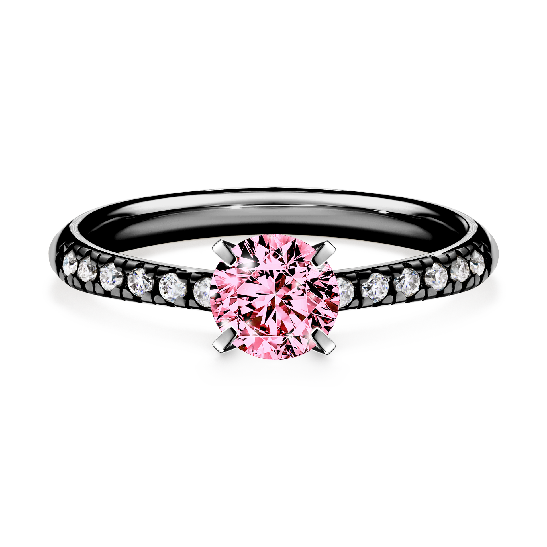 Pierścionek zaręczynowy My Sunshine z czarnego złota z różowym diamentem 0,64CT