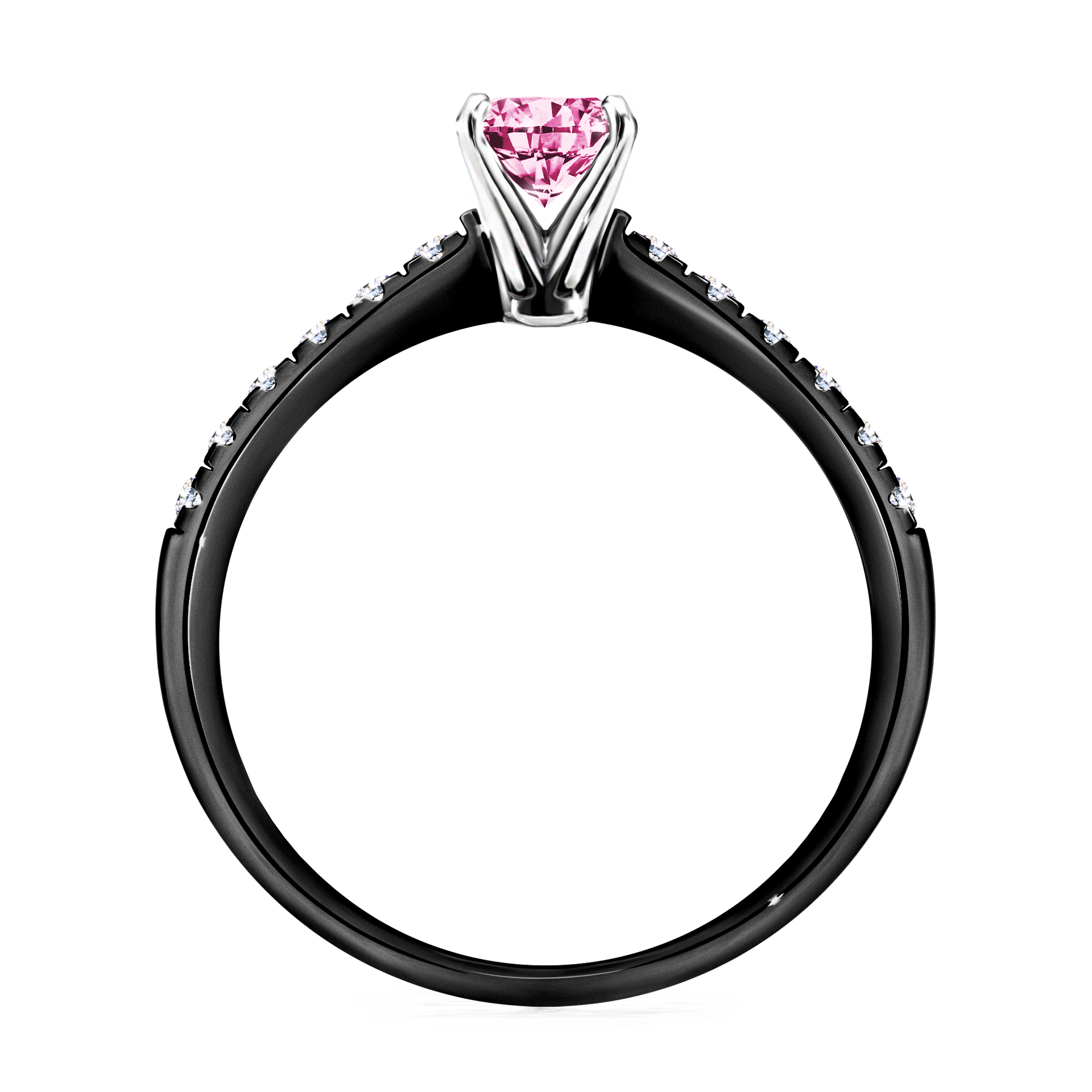Pierścionek zaręczynowy My Sunshine z czarnego złota z różowym diamentem 0,64CT