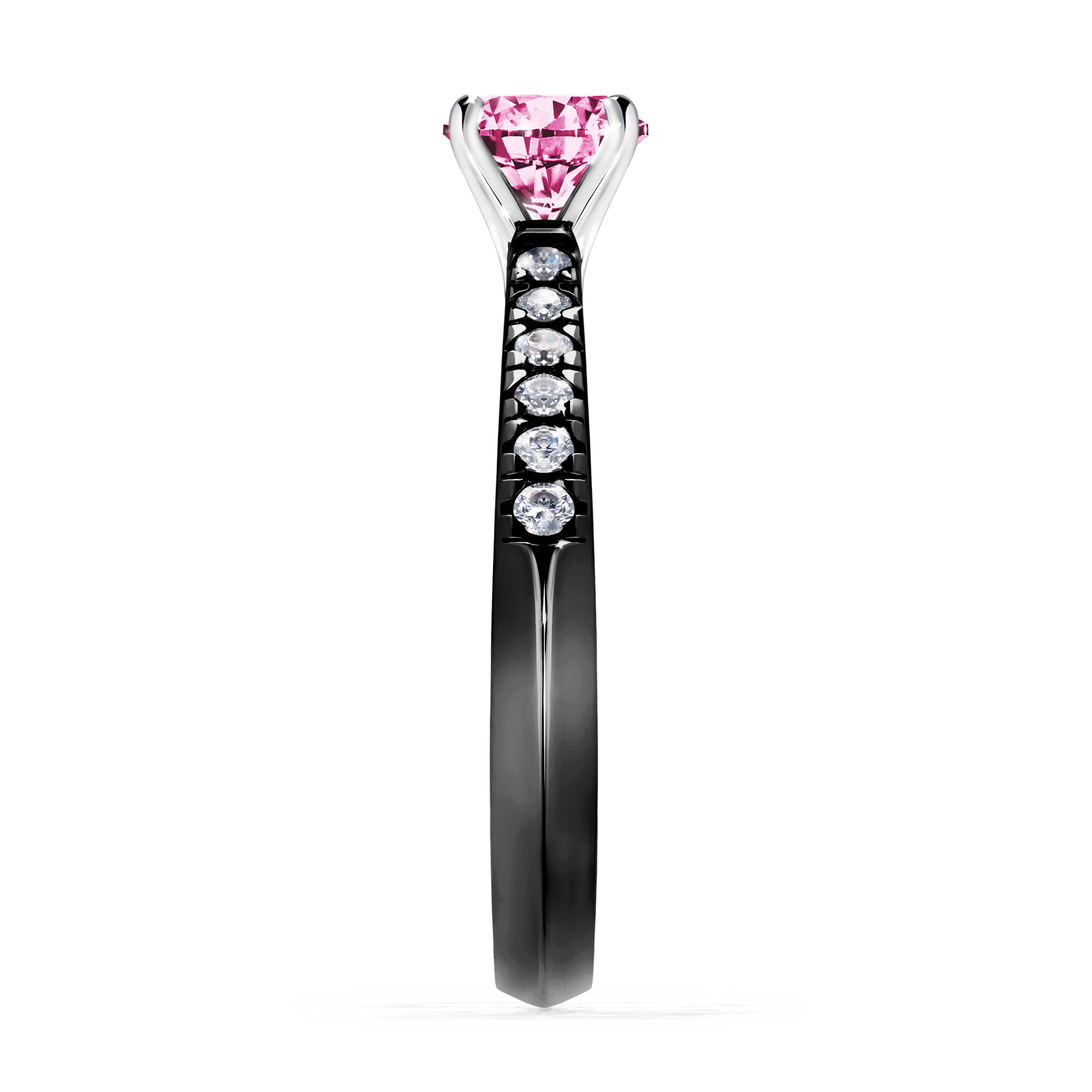 Pierścionek zaręczynowy My Sunshine z czarnego złota z różowym diamentem 0,64CT