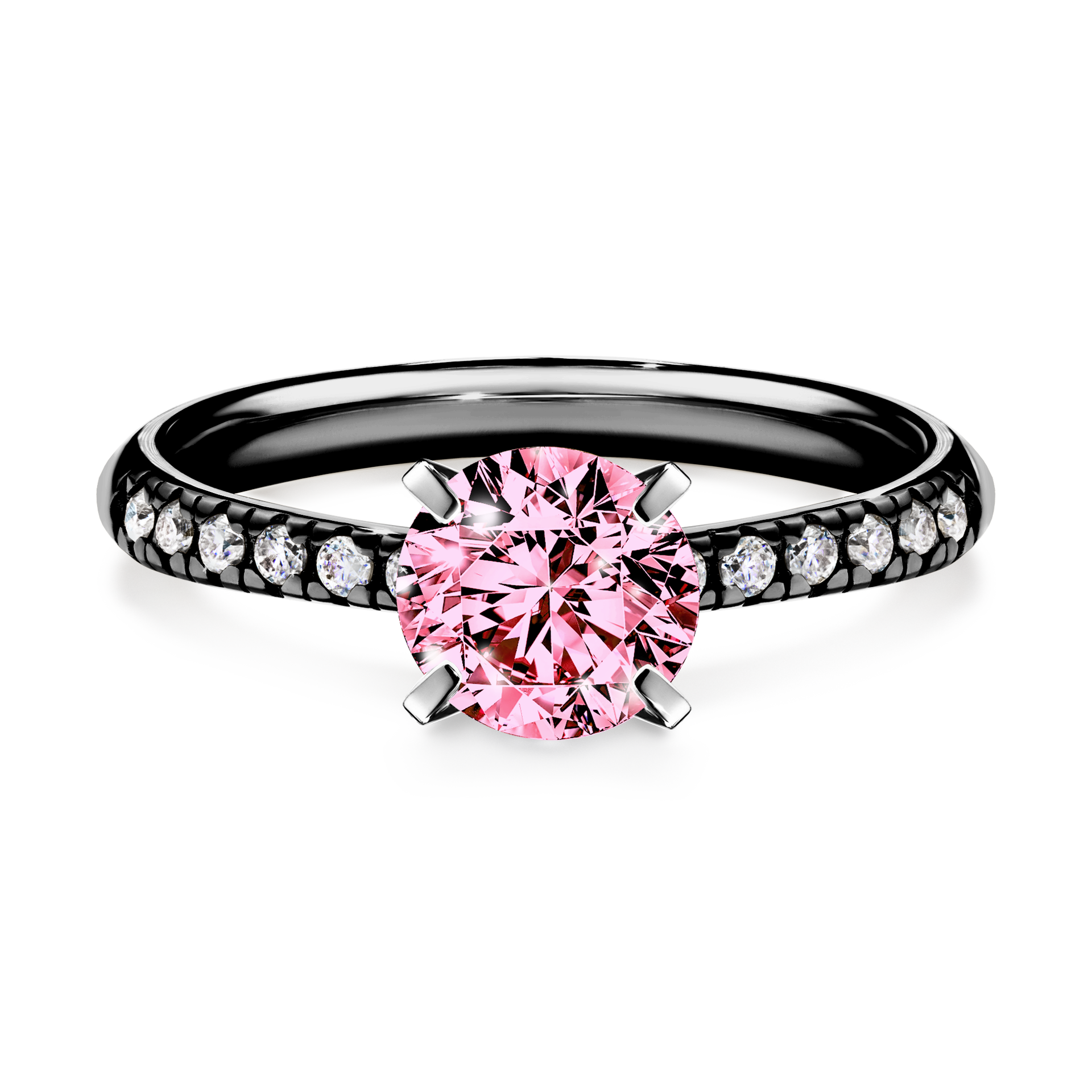 Pierścionek zaręczynowy My Sunshine z czarnego złota z różowym diamentem 1,00CT