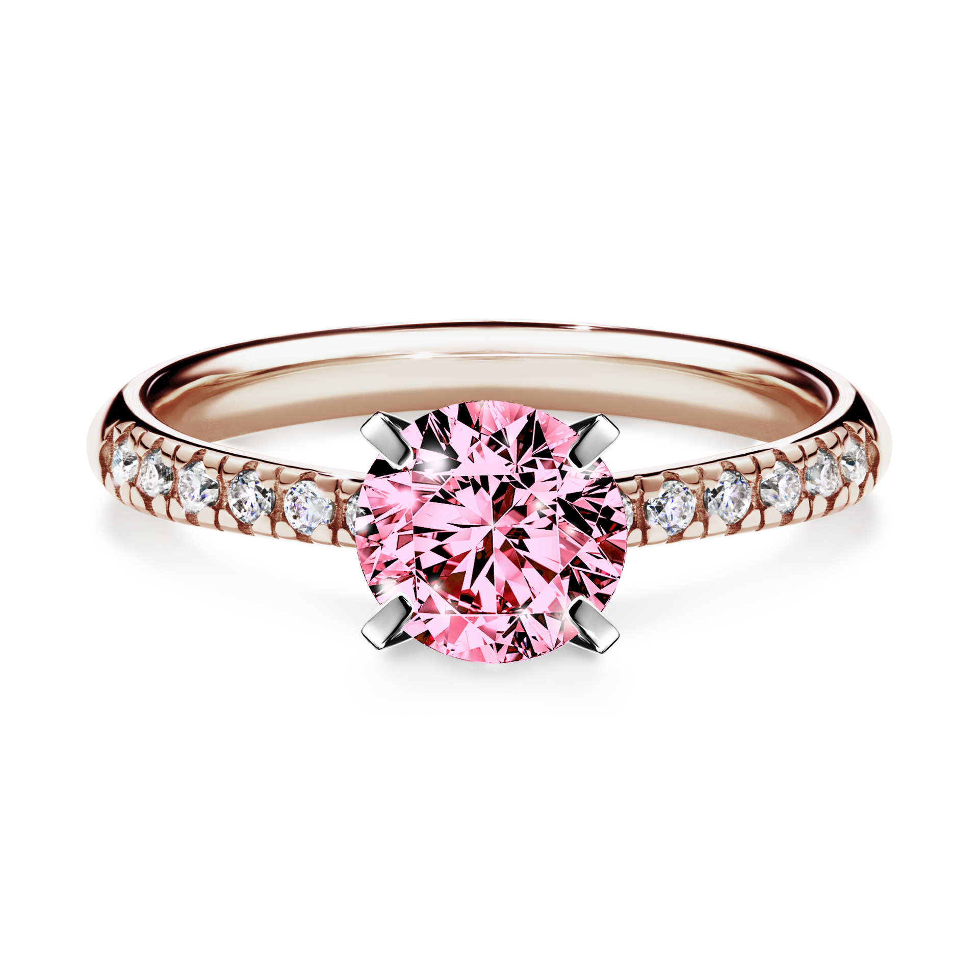 Pierścionek zaręczynowy My Sunshine z różowego złota z różowym diamentem 1,00CT