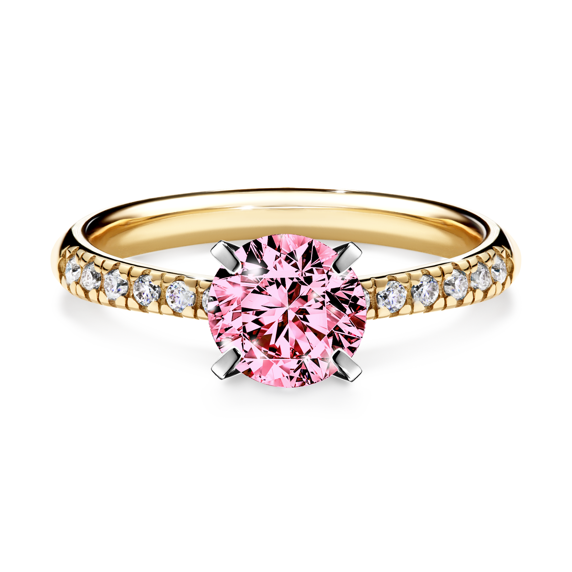 Pierścionek zaręczynowy My Sunshine z żółtego złota z różowym diamentem 1,00CT