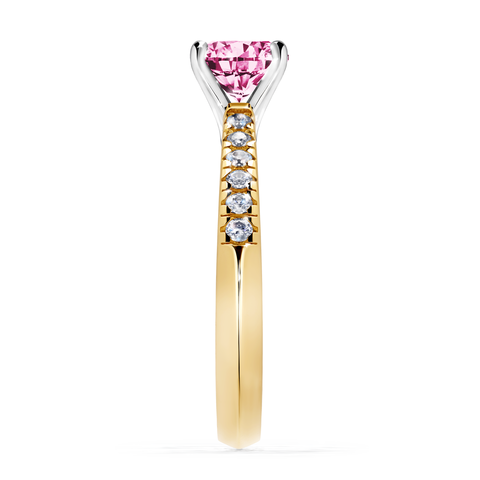 Pierścionek zaręczynowy My Sunshine z żółtego złota z różowym diamentem 1,00CT