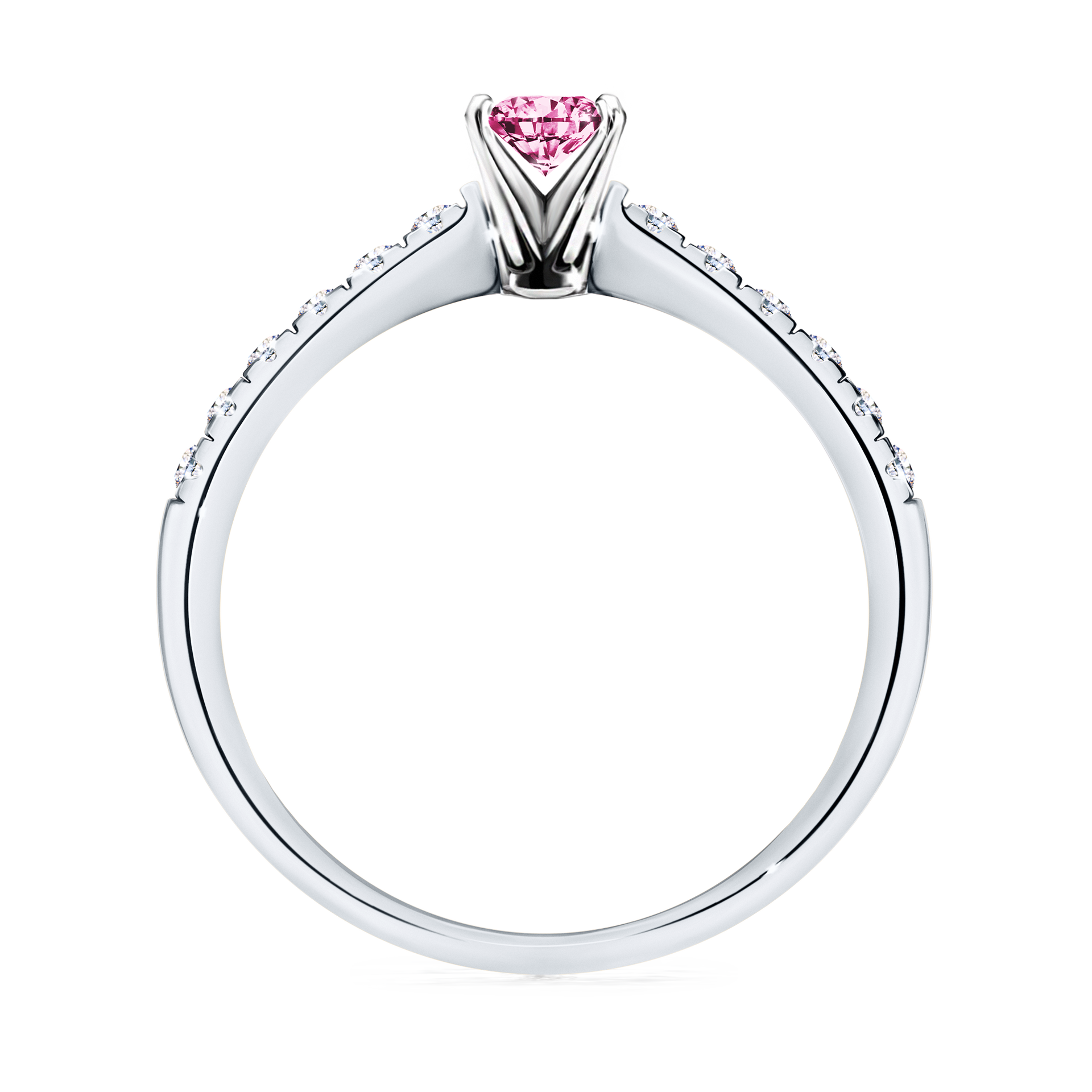 Pierścionek zaręczynowy My Sunshine z białego złota z różowym diamentem 0,24CT