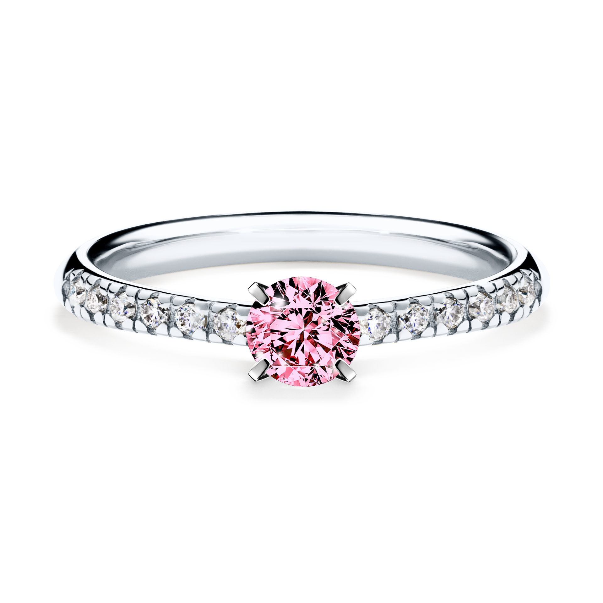 Pierścionek zaręczynowy My Sunshine z białego złota z różowym diamentem 0,39CT