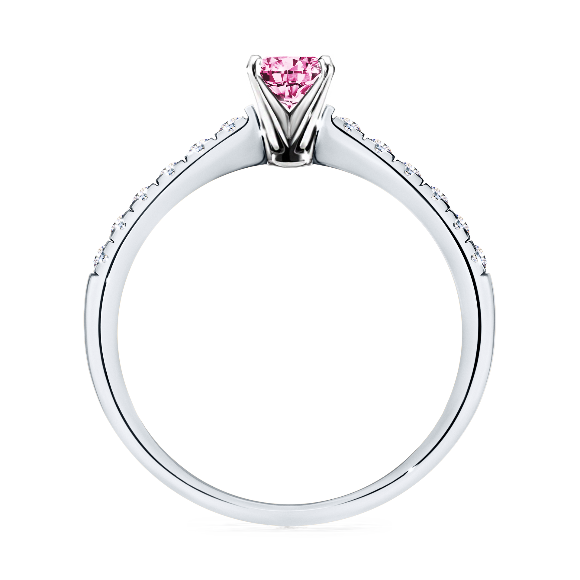 Pierścionek zaręczynowy My Sunshine z białego złota z różowym diamentem 0,39CT