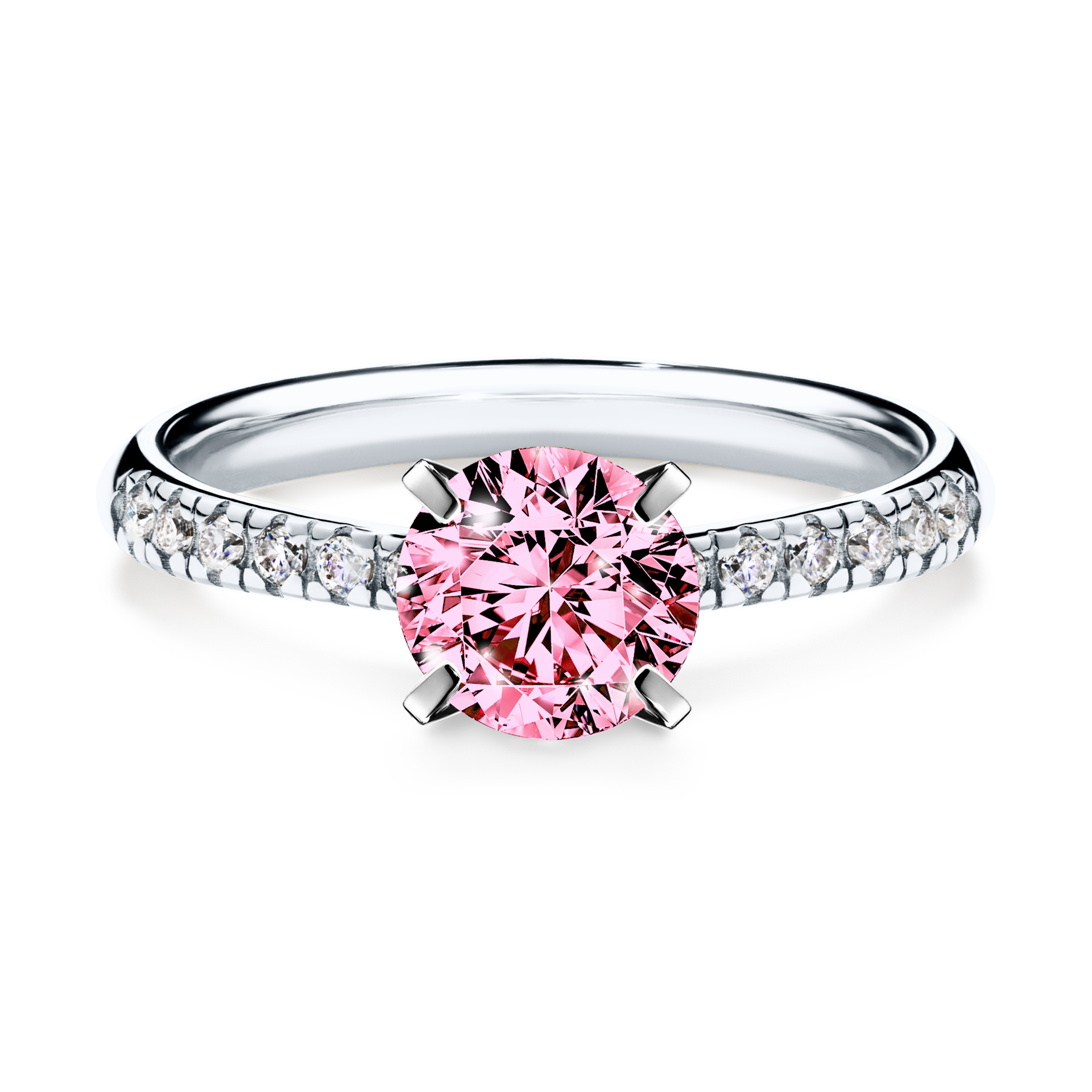 Pierścionek zaręczynowy My Sunshine z białego złota z różowym diamentem 1,00CT