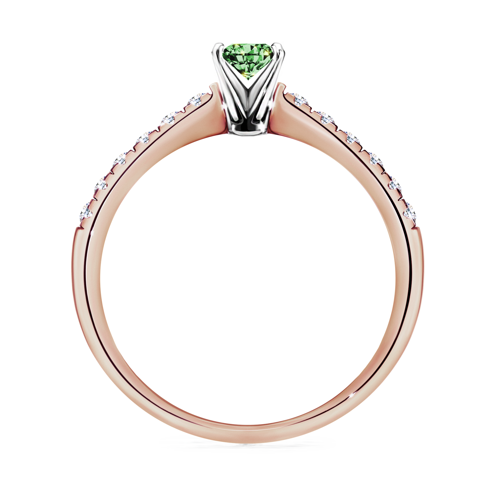 Pierścionek zaręczynowy My Sunshine z różowego złota z ciemnym zielonym diamentem 0,24CT