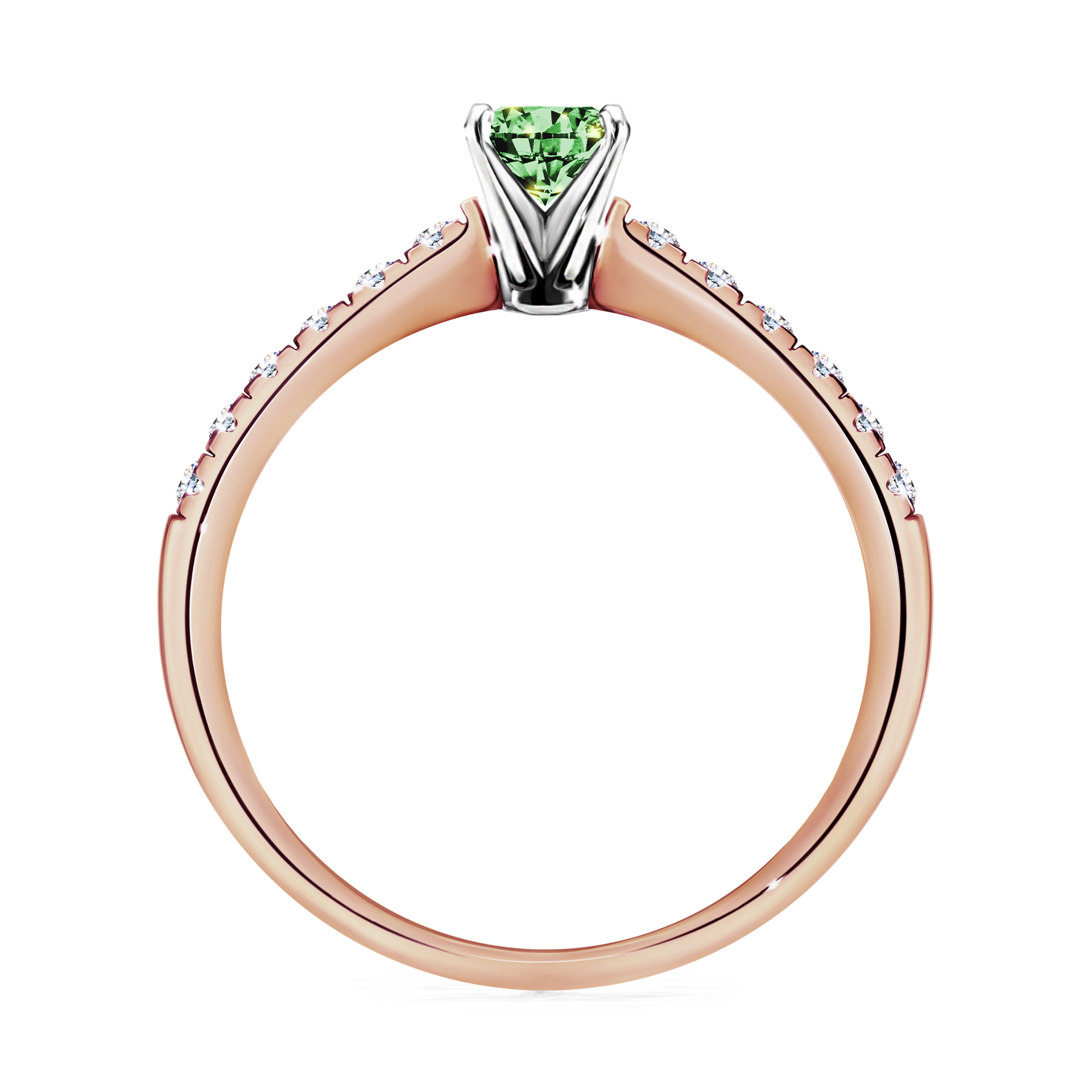 Pierścionek zaręczynowy My Sunshine z różowego złota z ciemnym zielonym diamentem 0,39CT