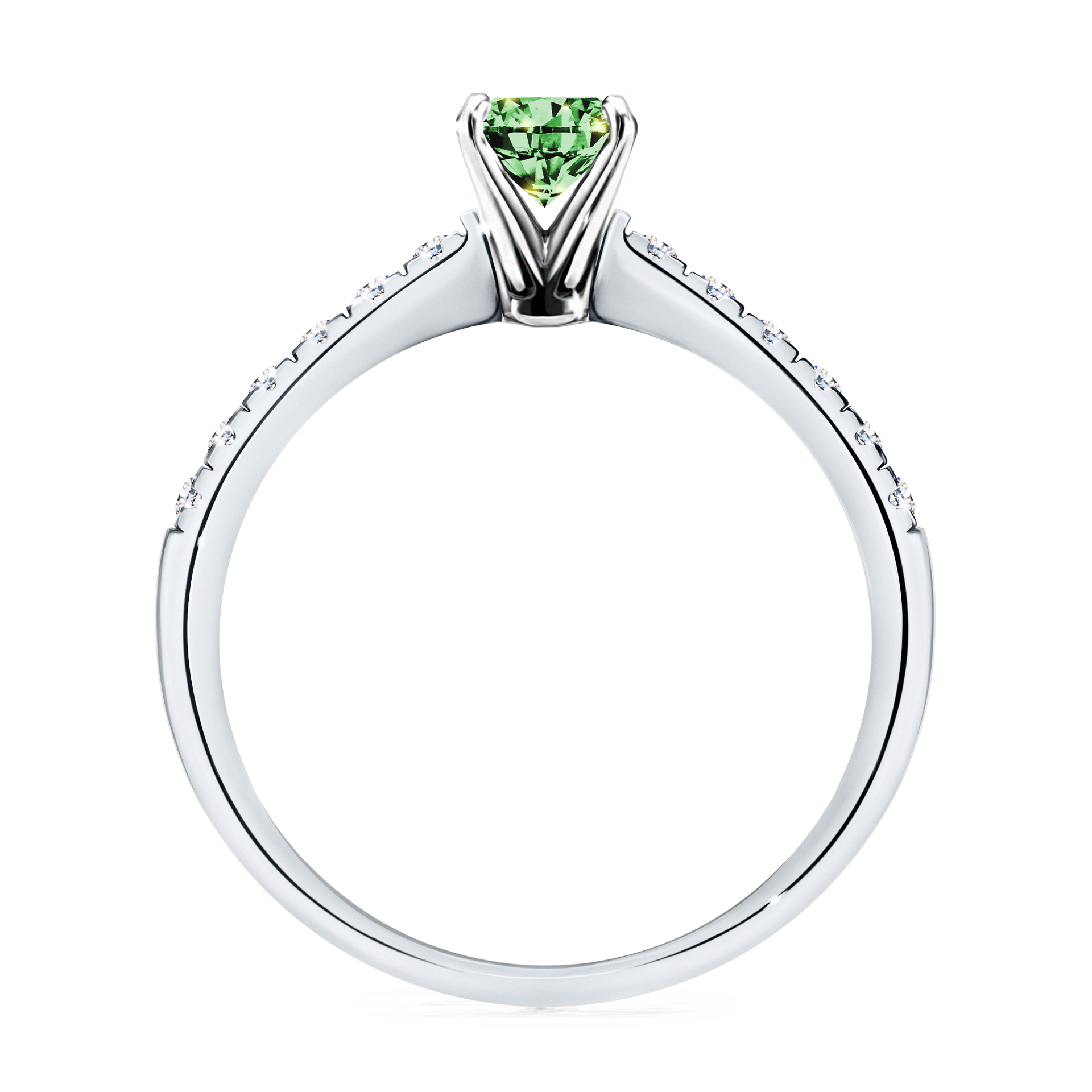 Pierścionek zaręczynowy My Sunshine z białego złota z ciemnym zielonym diamentem 0,64CT