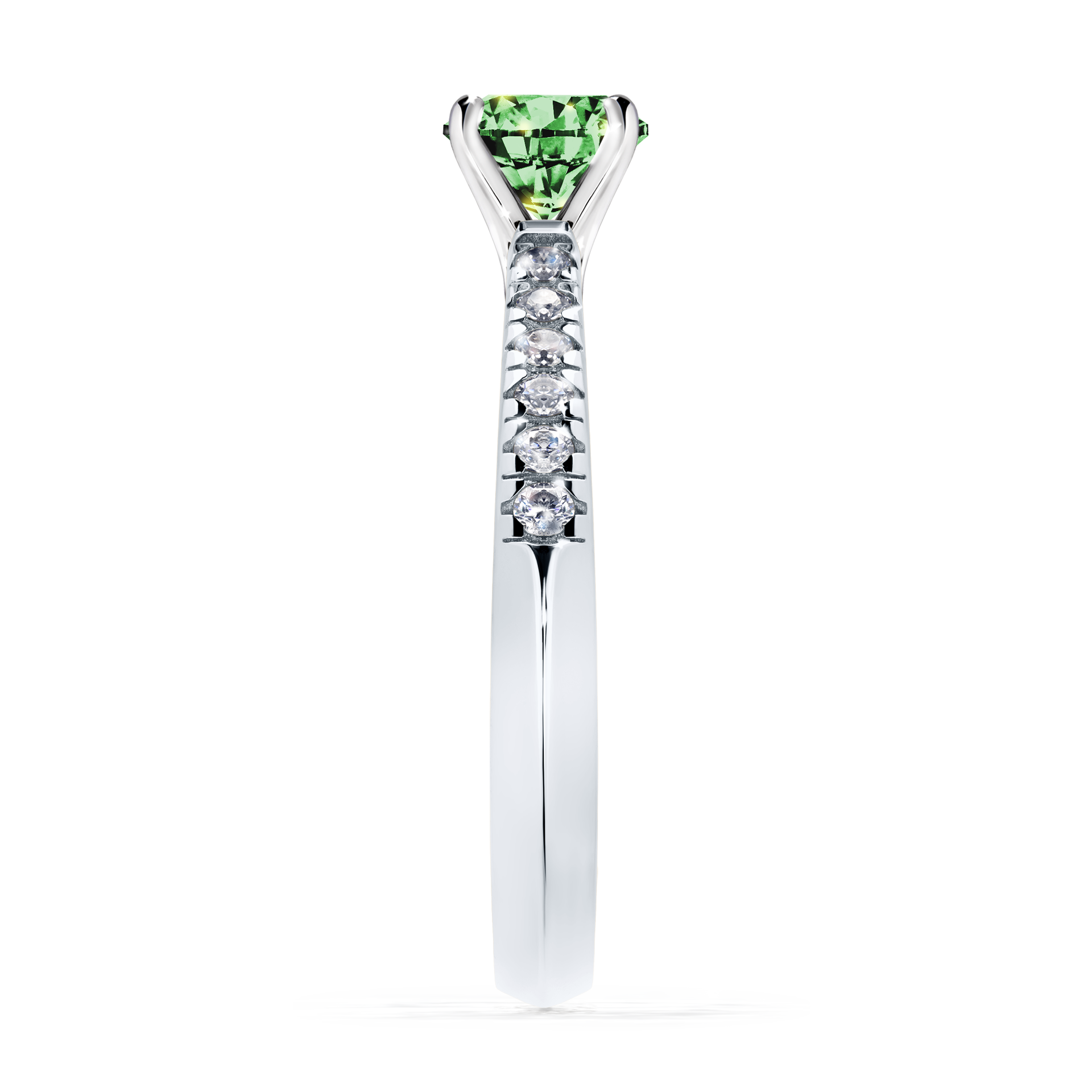 Pierścionek zaręczynowy My Sunshine z białego złota z ciemnym zielonym diamentem 0,64CT